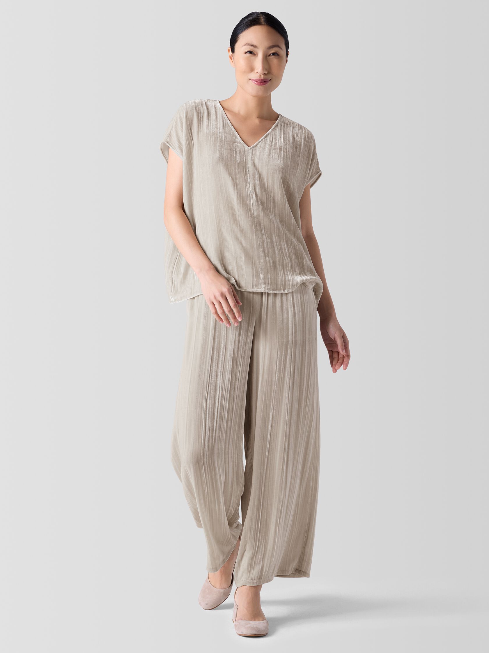 Crushed Velvet V-Neck Square Top