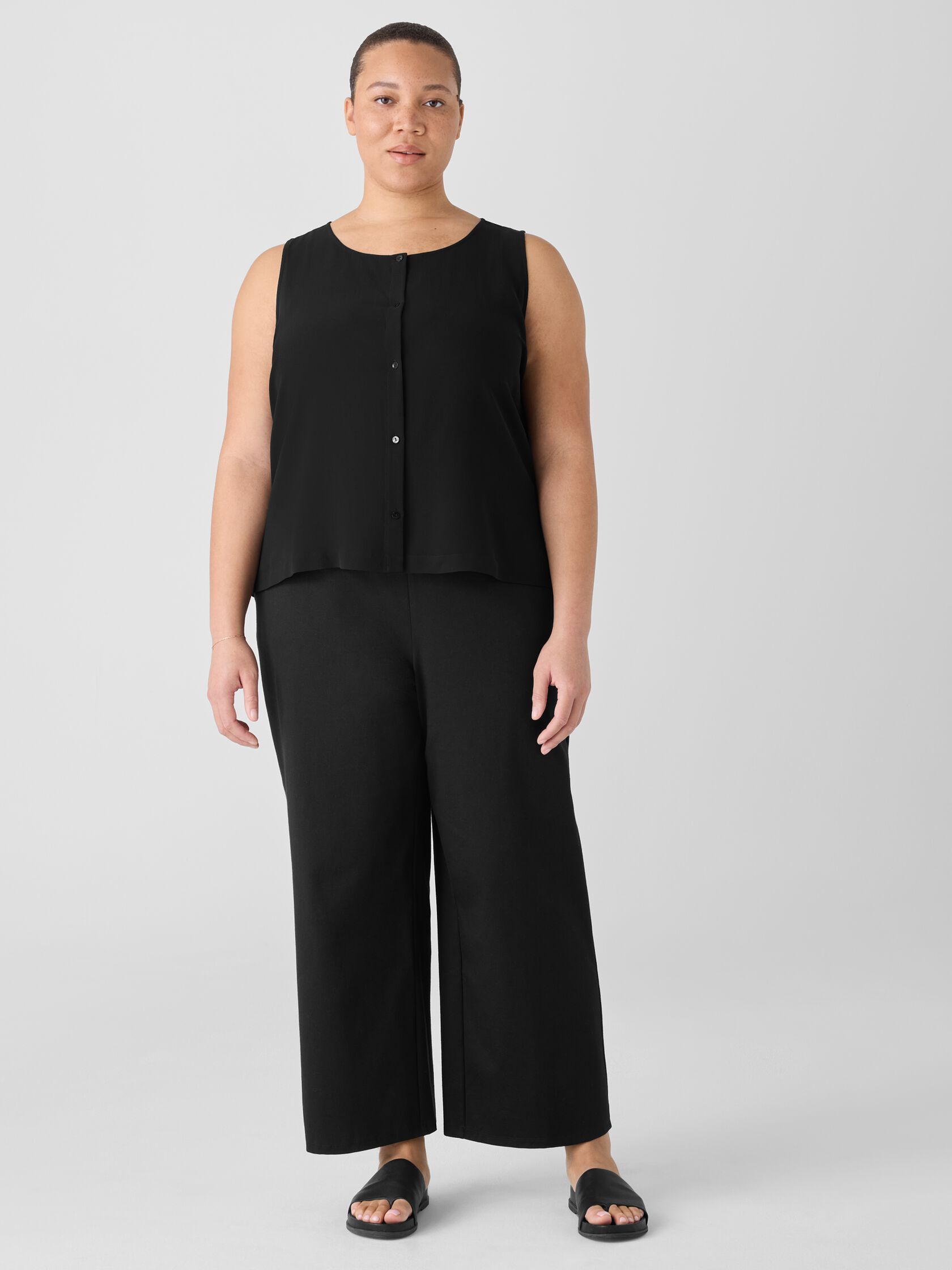 Silk Georgette Crepe Round Neck Vest