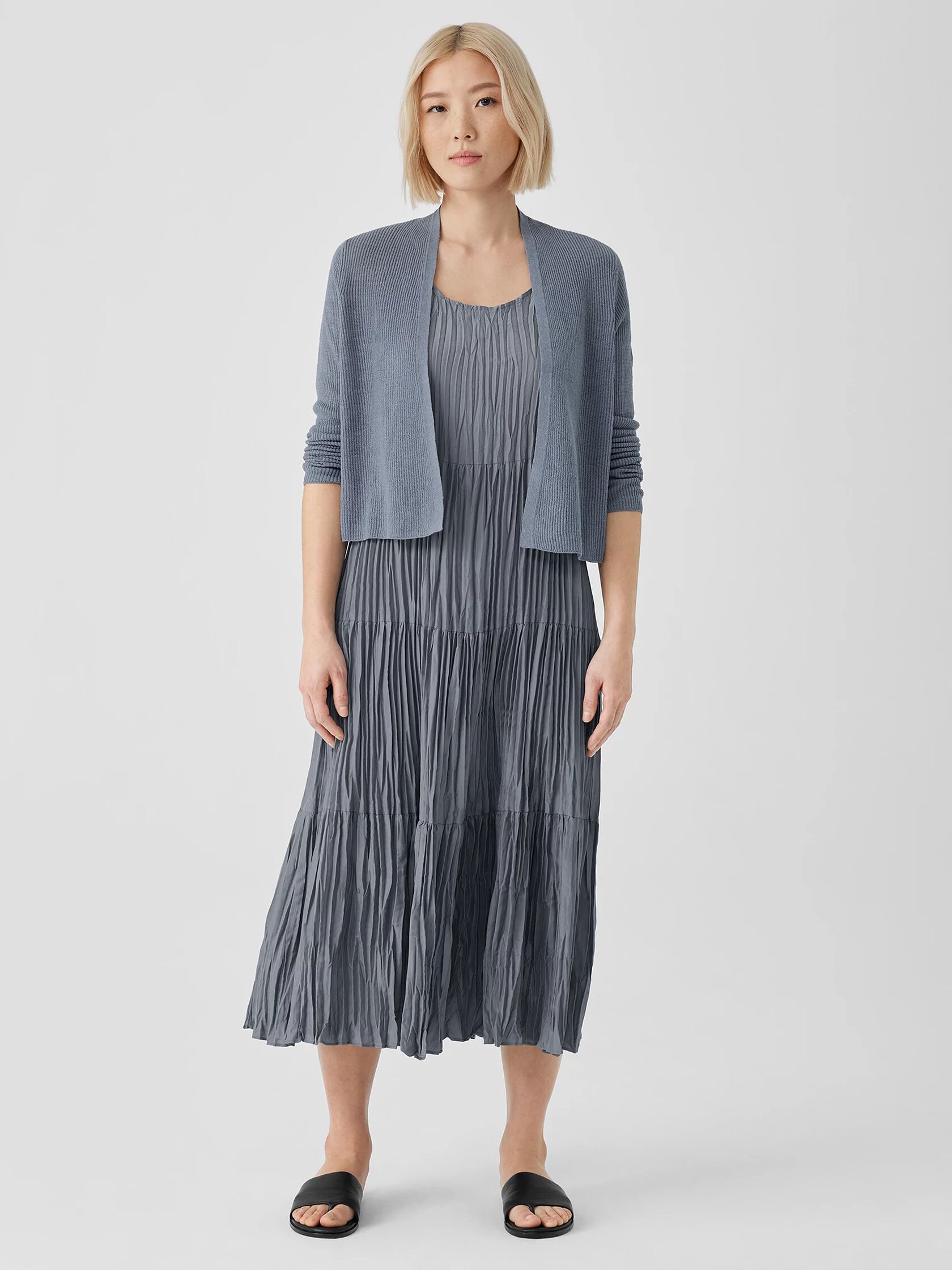 Organic Linen Cotton Airy Tuck Cropped Cardigan