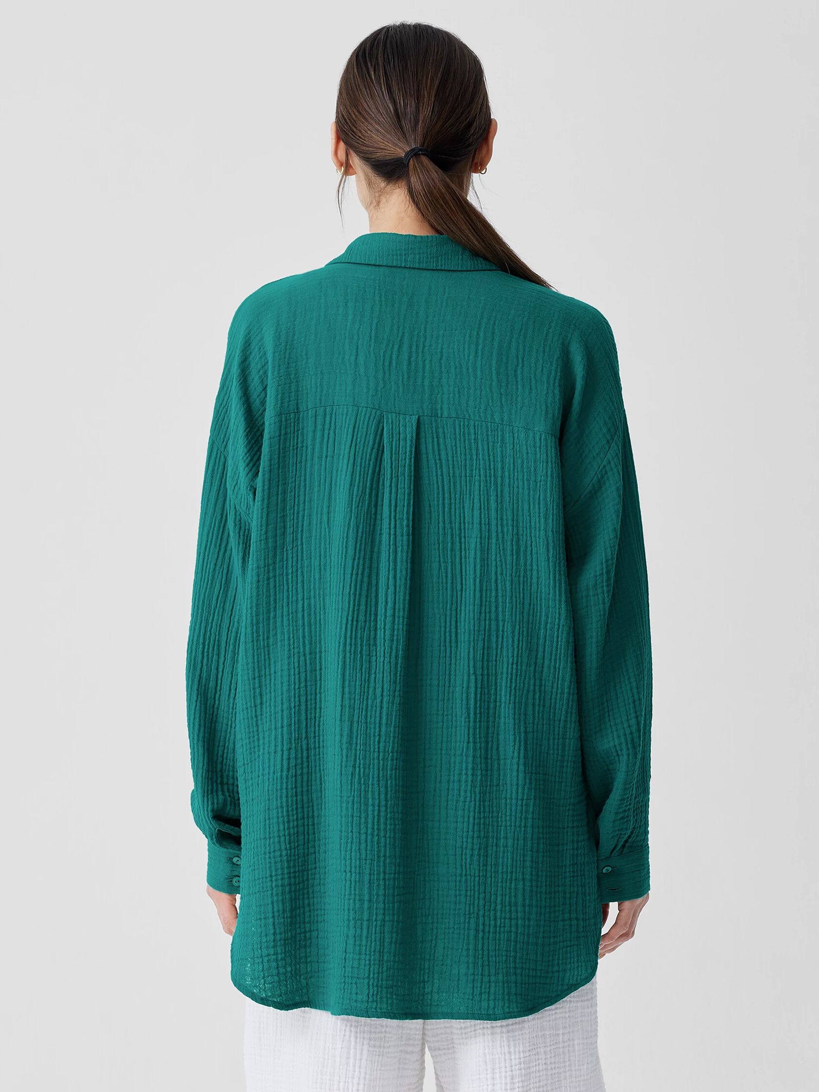 Organic Cotton Lofty Gauze Classic Collar Long Shirt