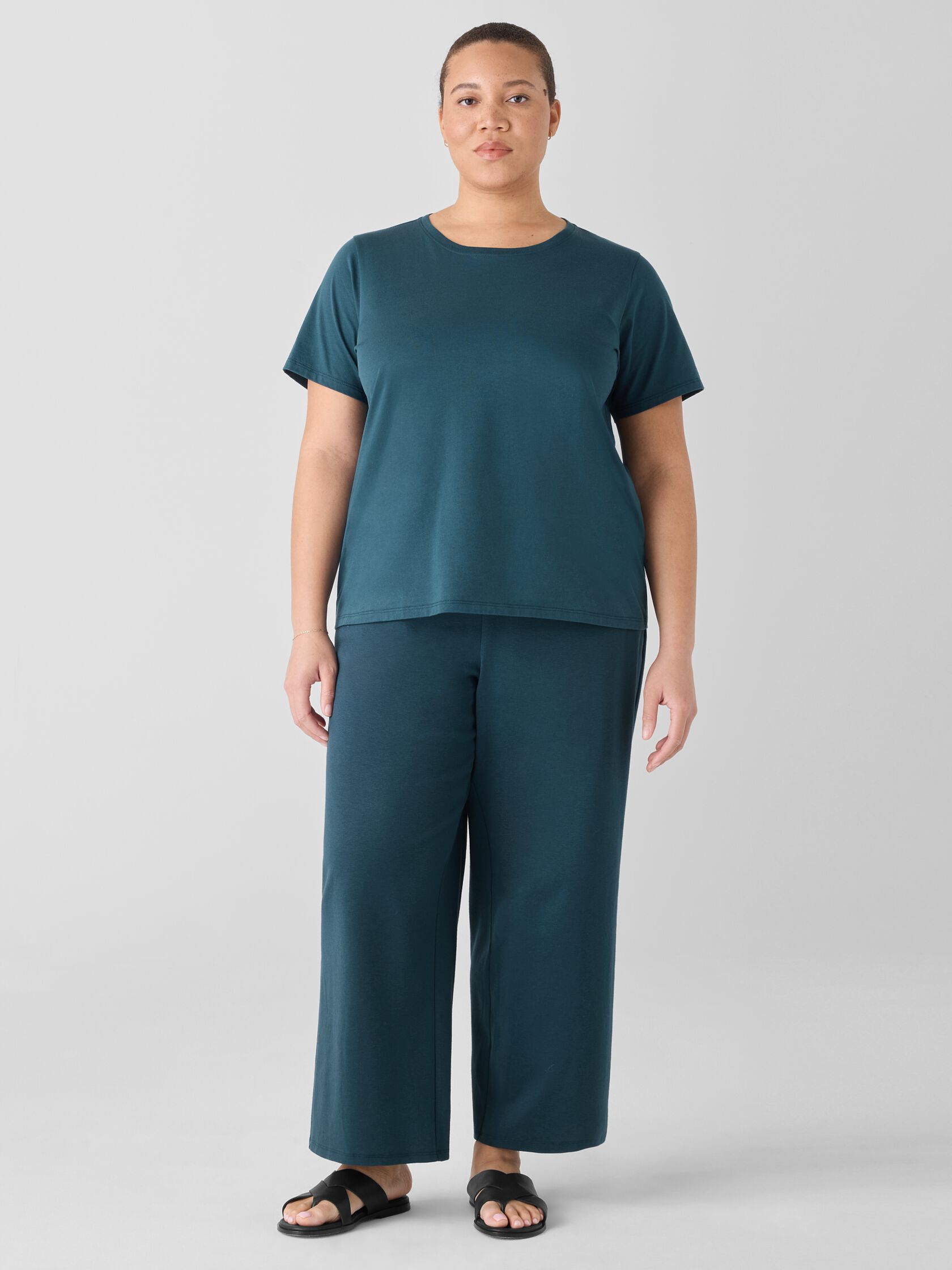 Cotton Blend Ponte&nbsp;Wide-Leg Pant