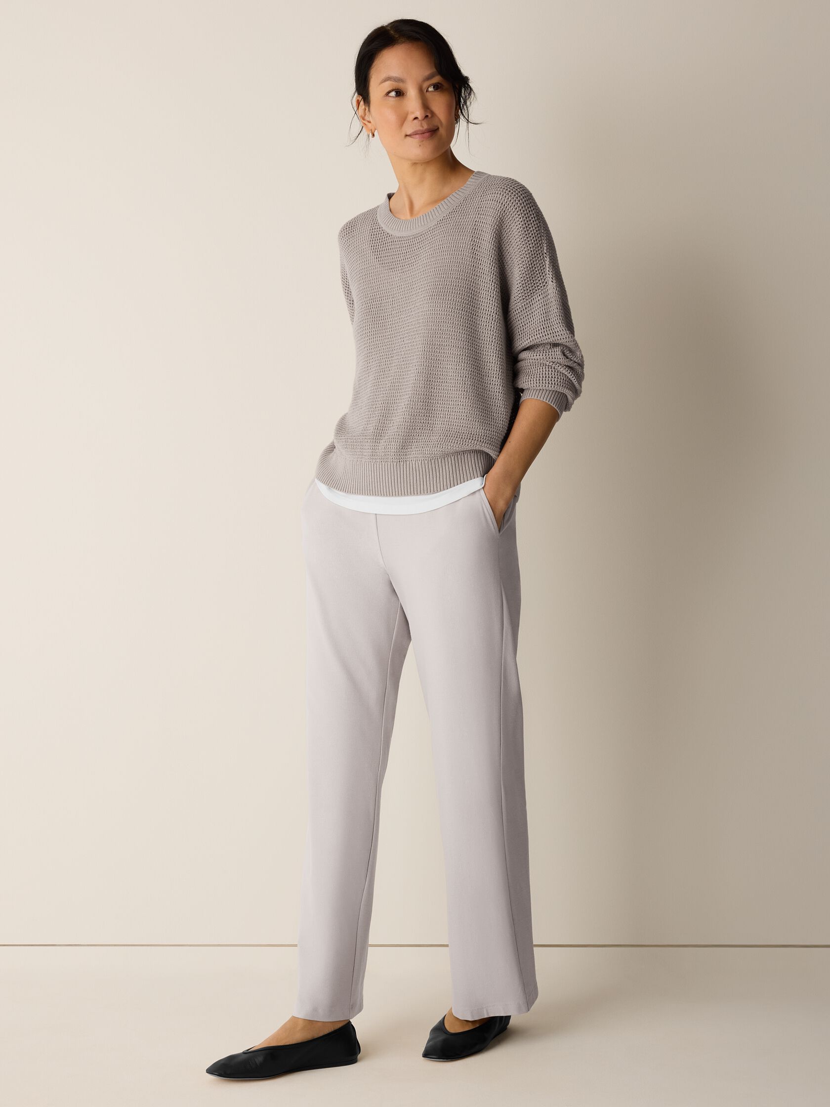 Peruvian Cotton Blend Crew Neck Top