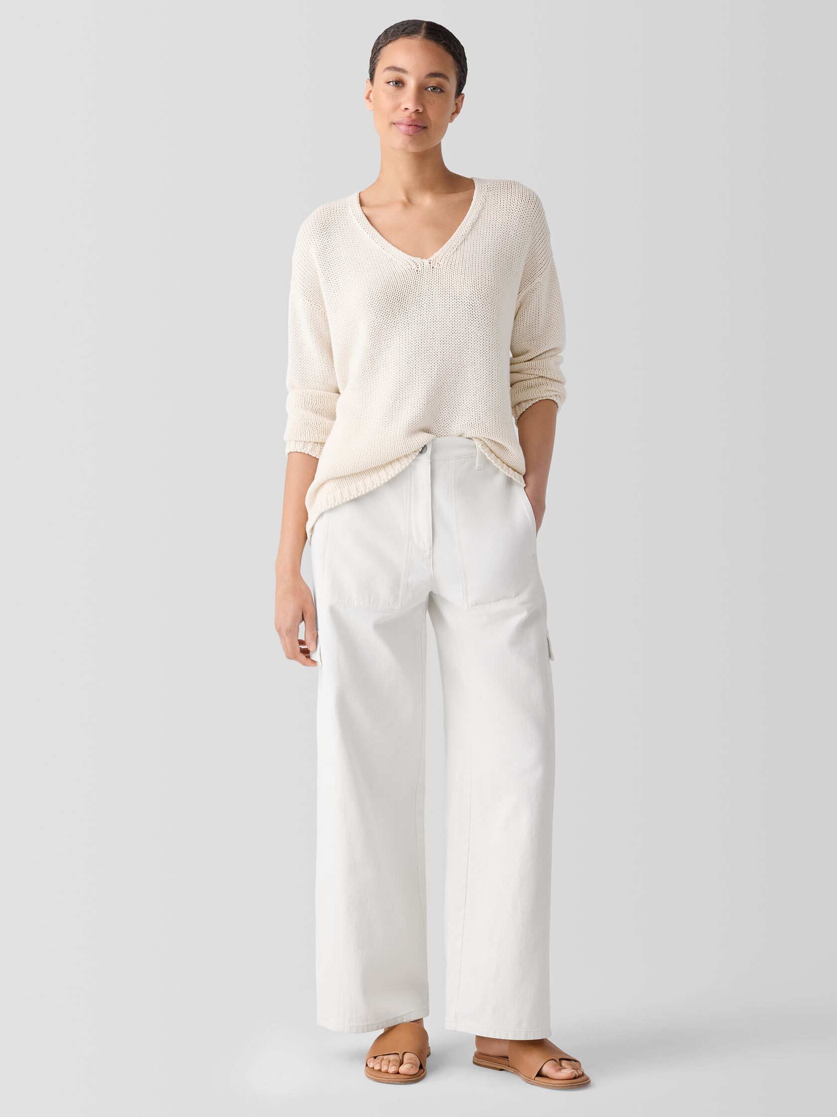 Peruvian Organic Cotton Cord Jersey V-Neck Top