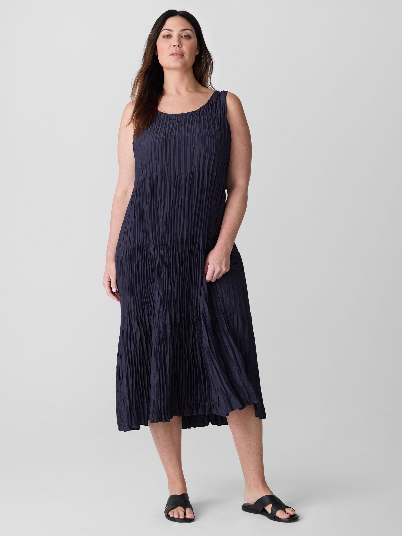 Crushed Silk Tiered Dress