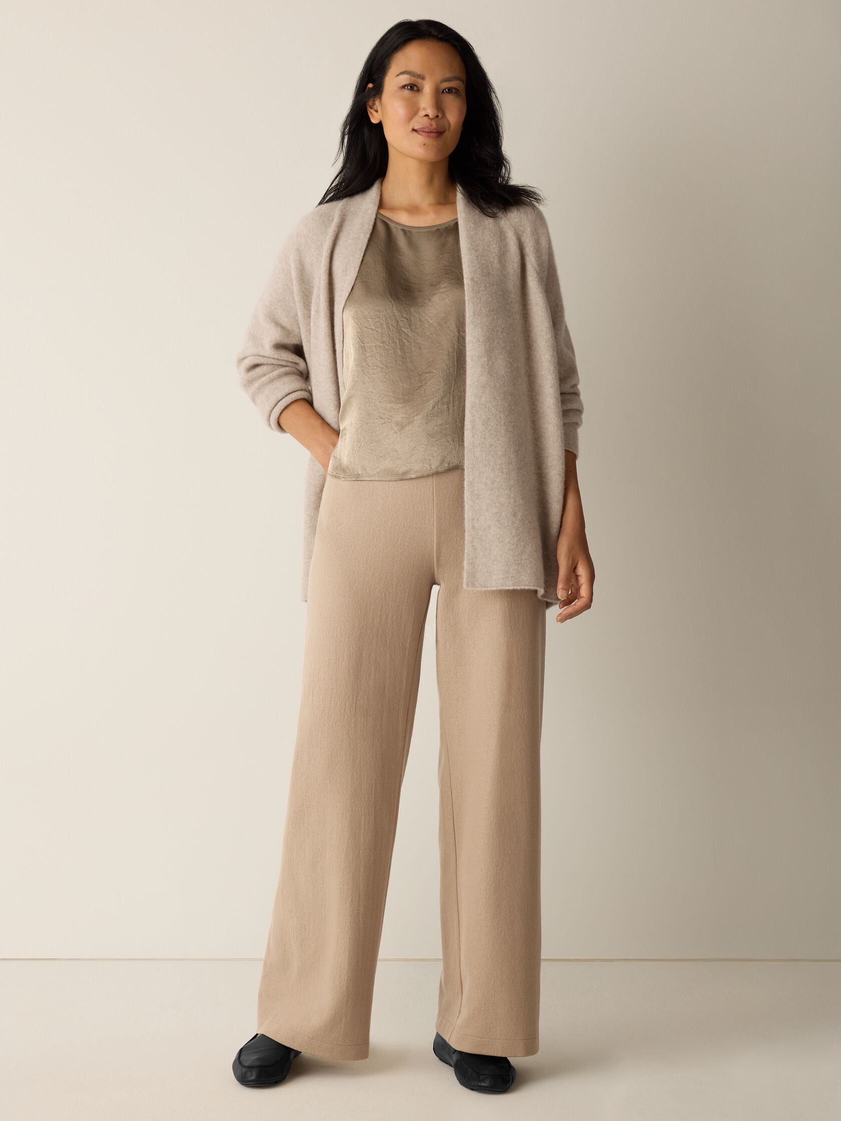 Felted Wool Jersey Wide-Leg Pant in Regenerative Wool