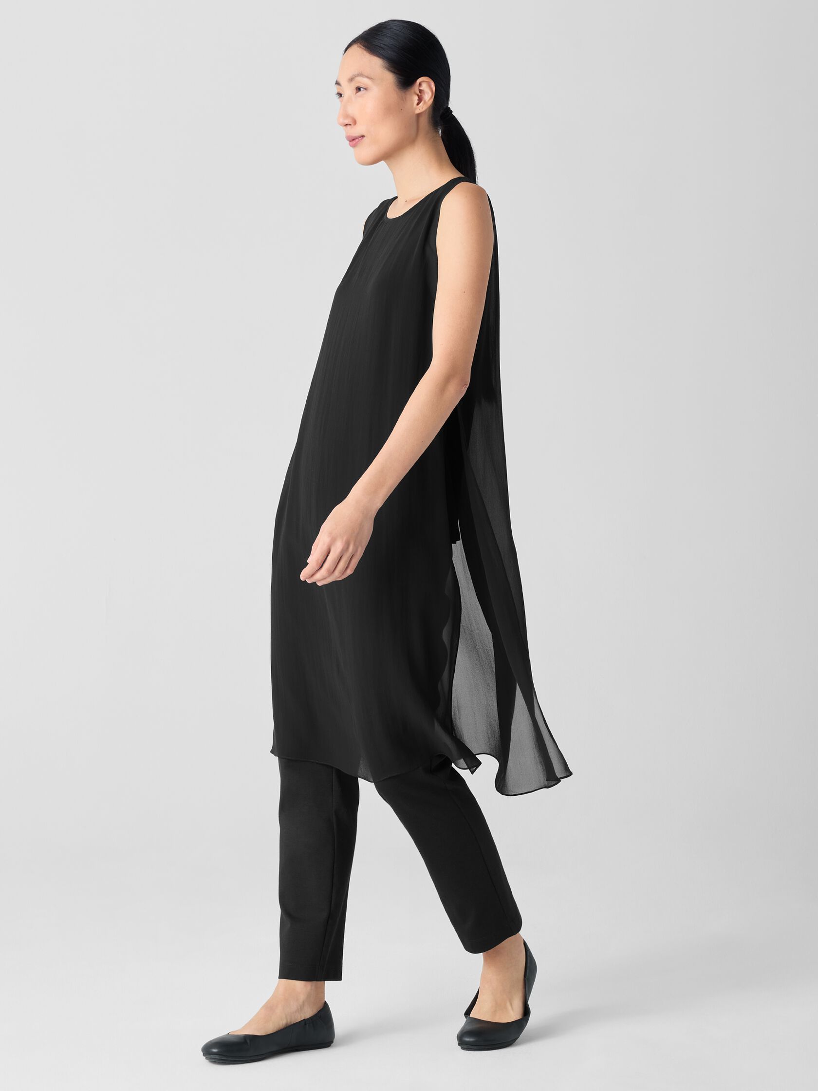 Sheer Silk Georgette Long Poncho