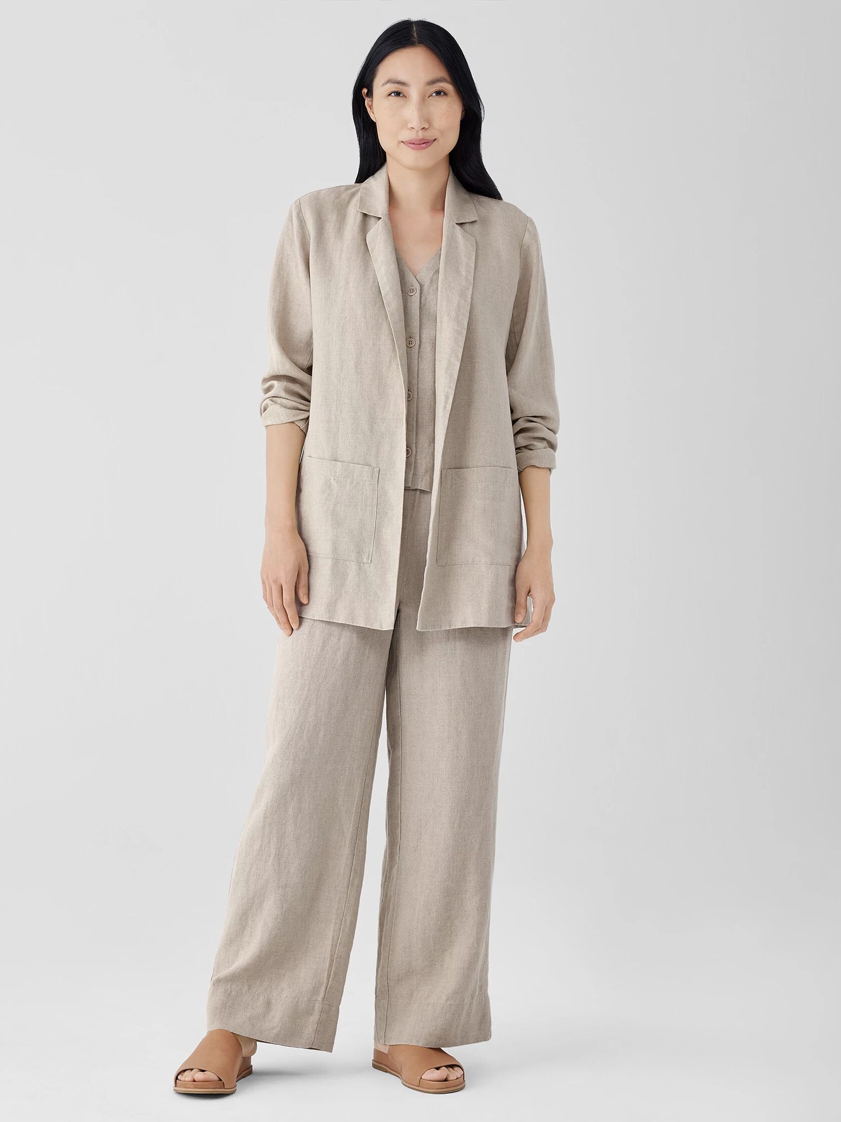 Organic Linen Long Blazer