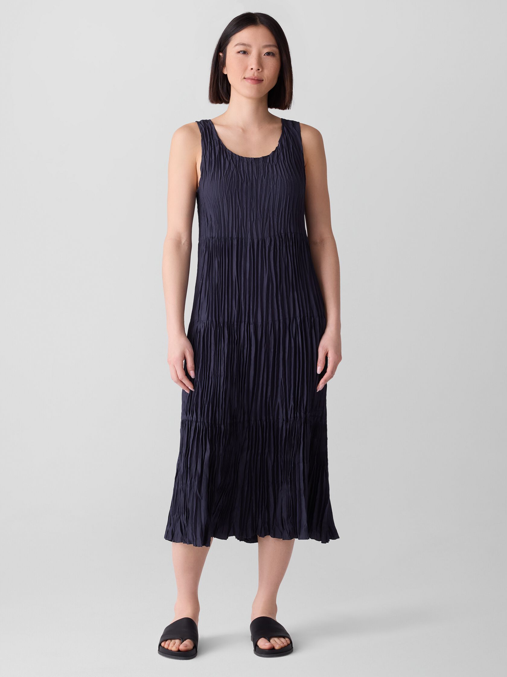 Crushed Silk Tiered Dress