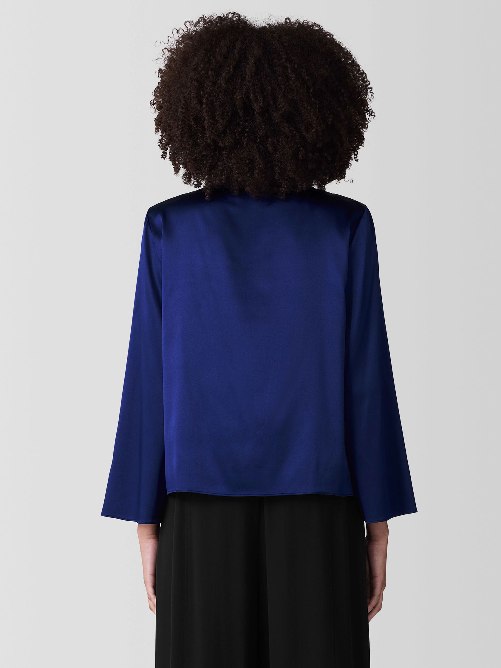 Stretch Silk Charmeuse Bateau Neck Top