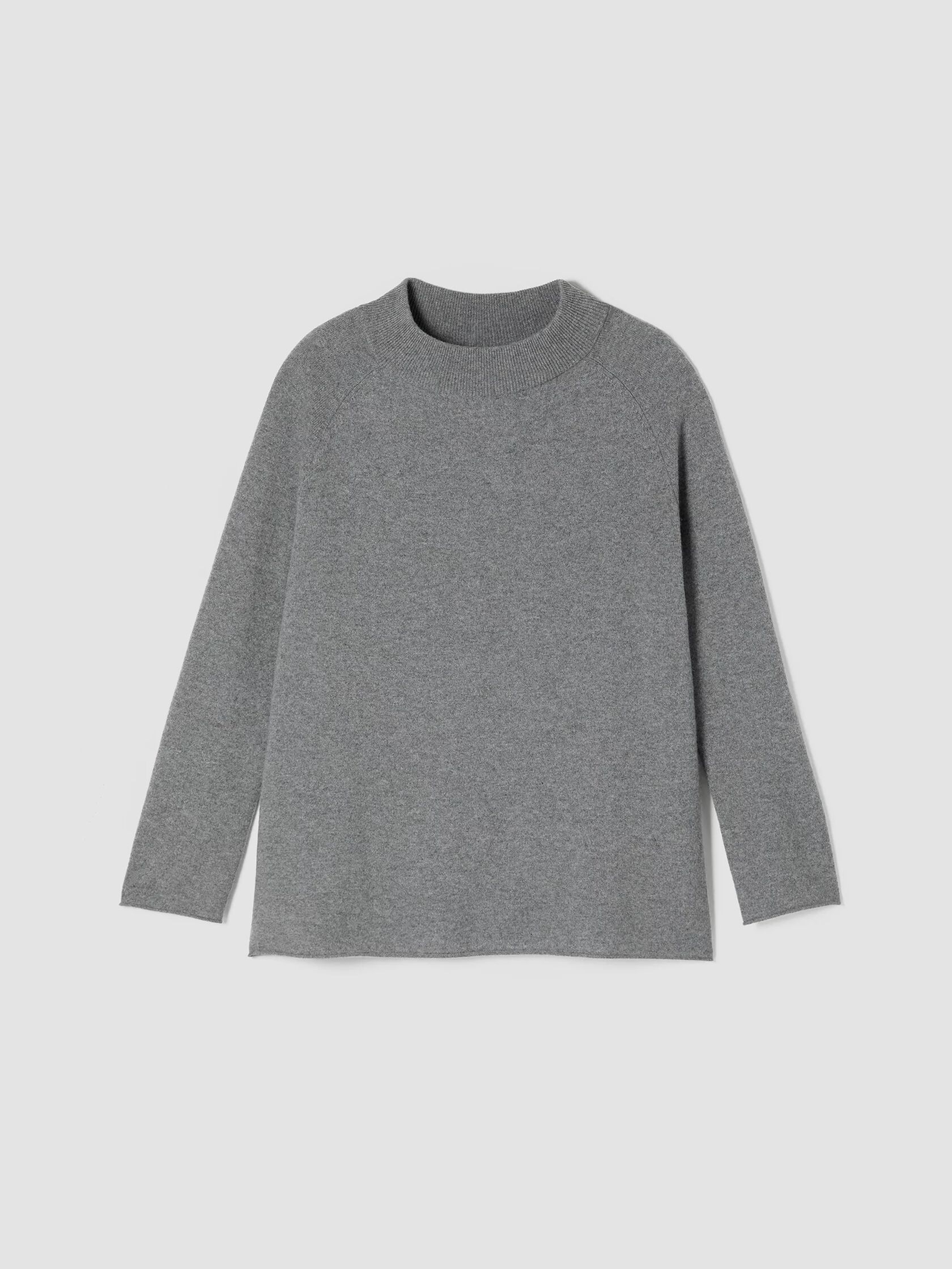 Recycled Cashmere Wool Mock Neck Box-Top