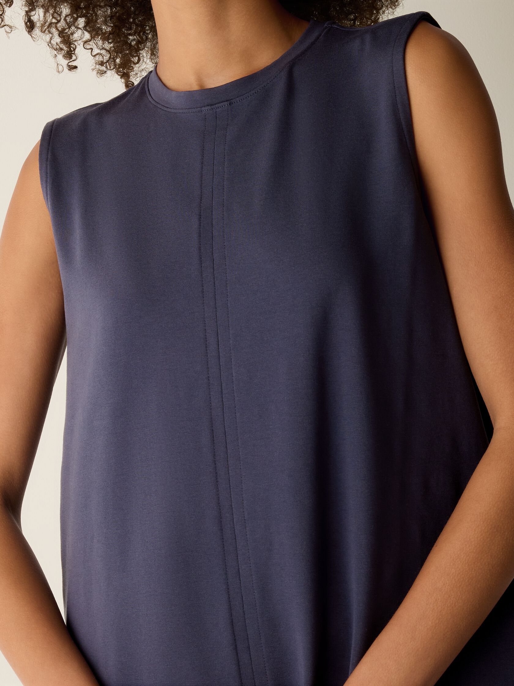 Pima Cotton Stretch Jersey Crew Neck Dress