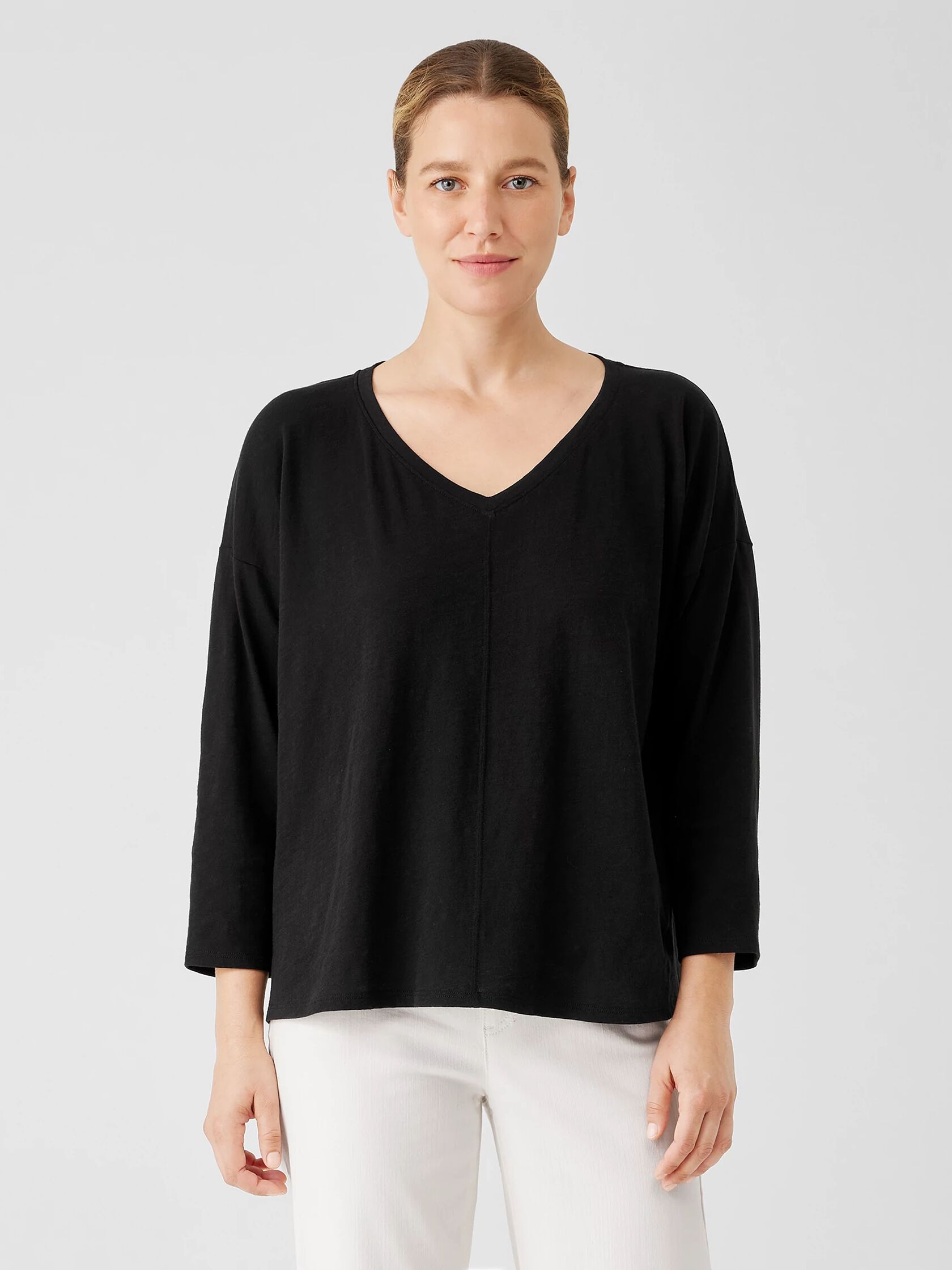 Organic Cotton Slub V-Neck Top