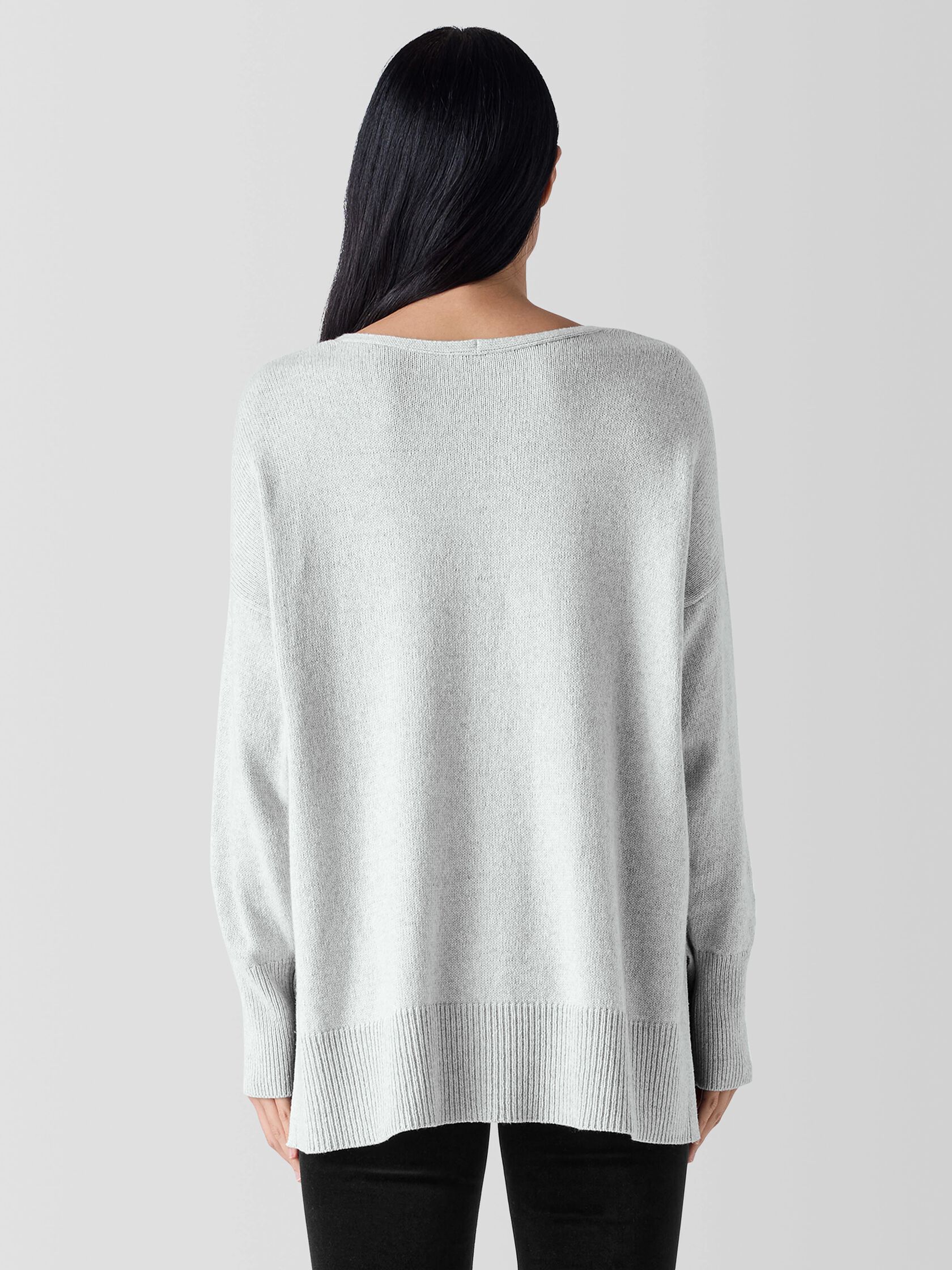 Cotton and Recycled Cashmere V-Neck Top
