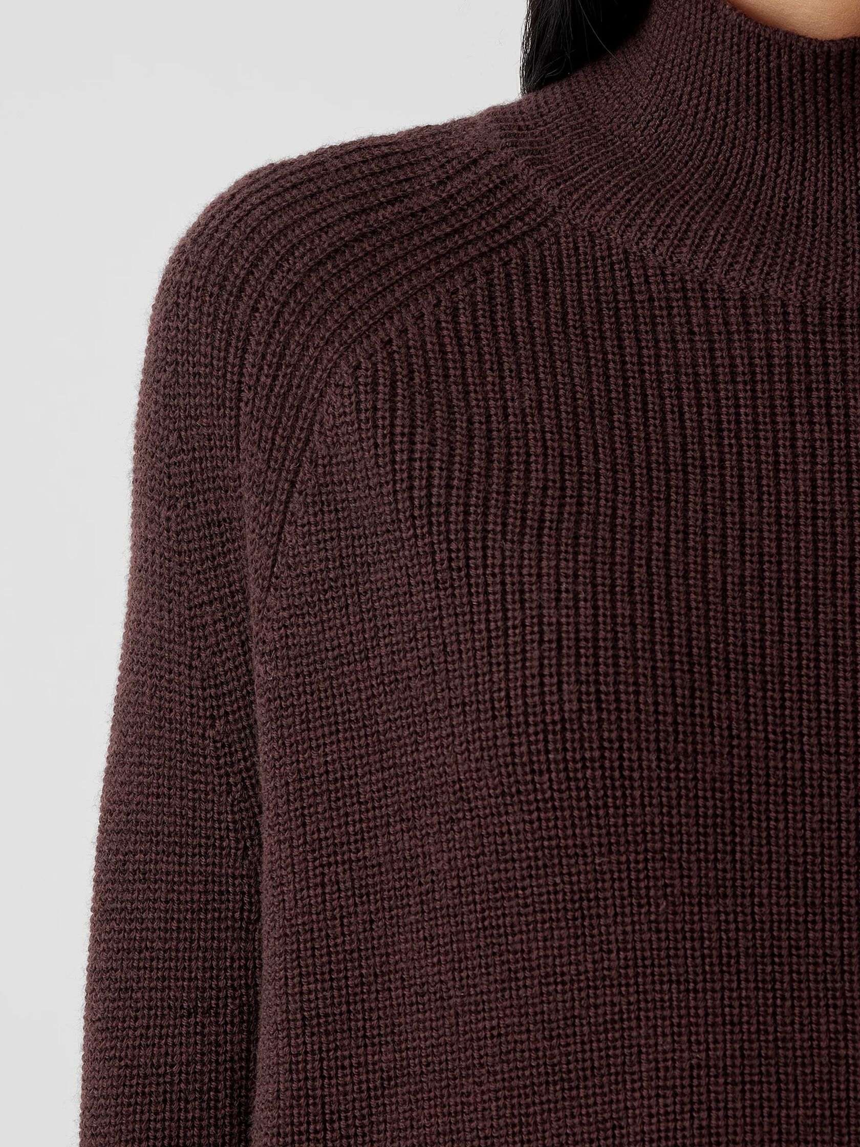 Merino Cropped Turtleneck Top in Regenerative Wool
