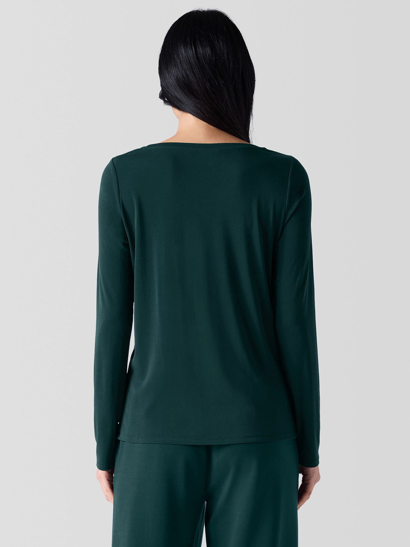 Stretch Silk Jersey Scoop Neck Top