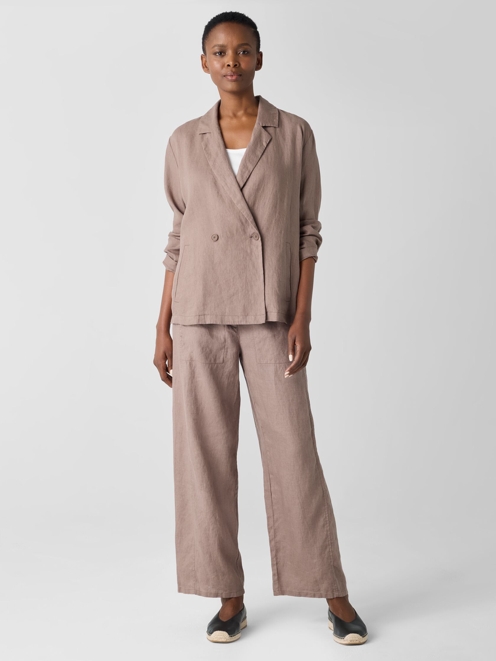 Organic Linen Double-Breasted Blazer