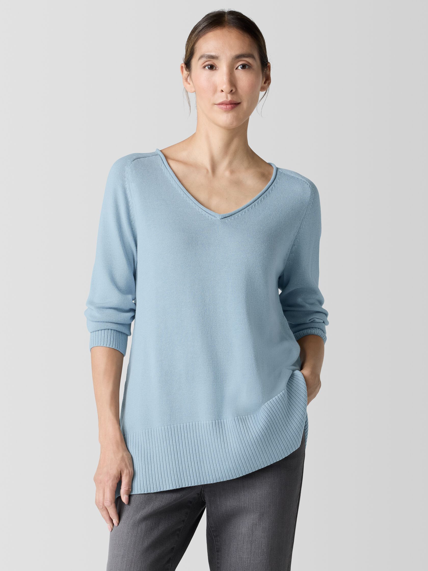 Peruvian Cotton Blend V-Neck Top