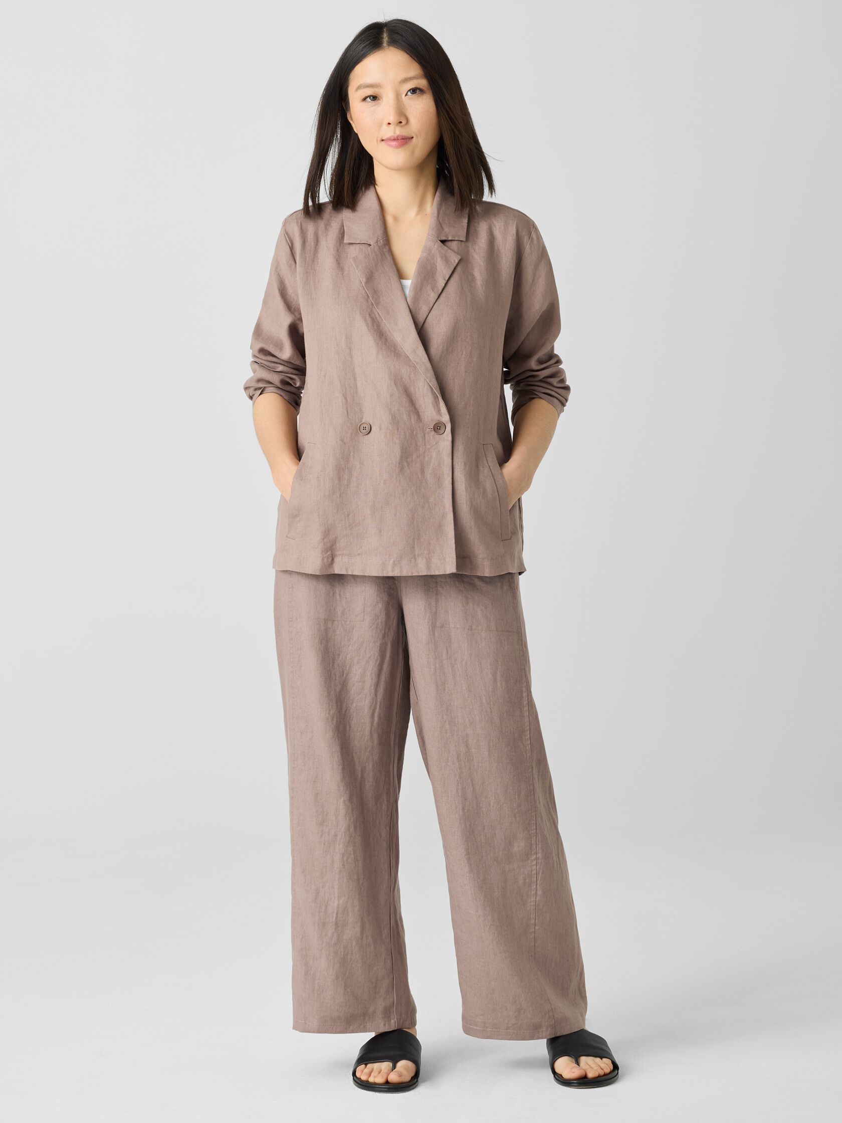 Organic Linen Double-Breasted Blazer