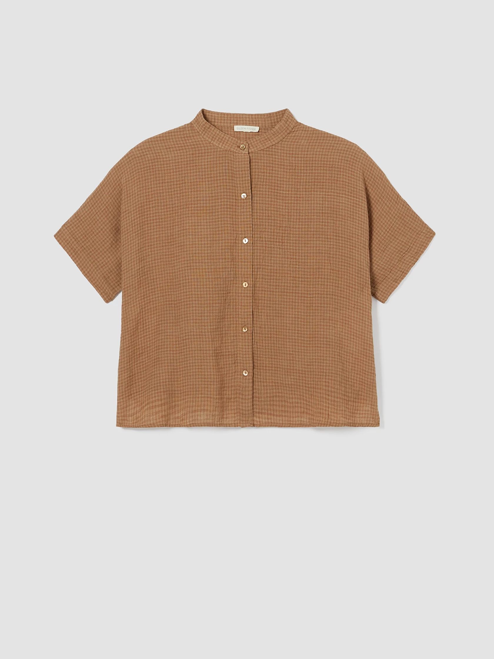 Puckered Organic Linen Short-Sleeve Shirt