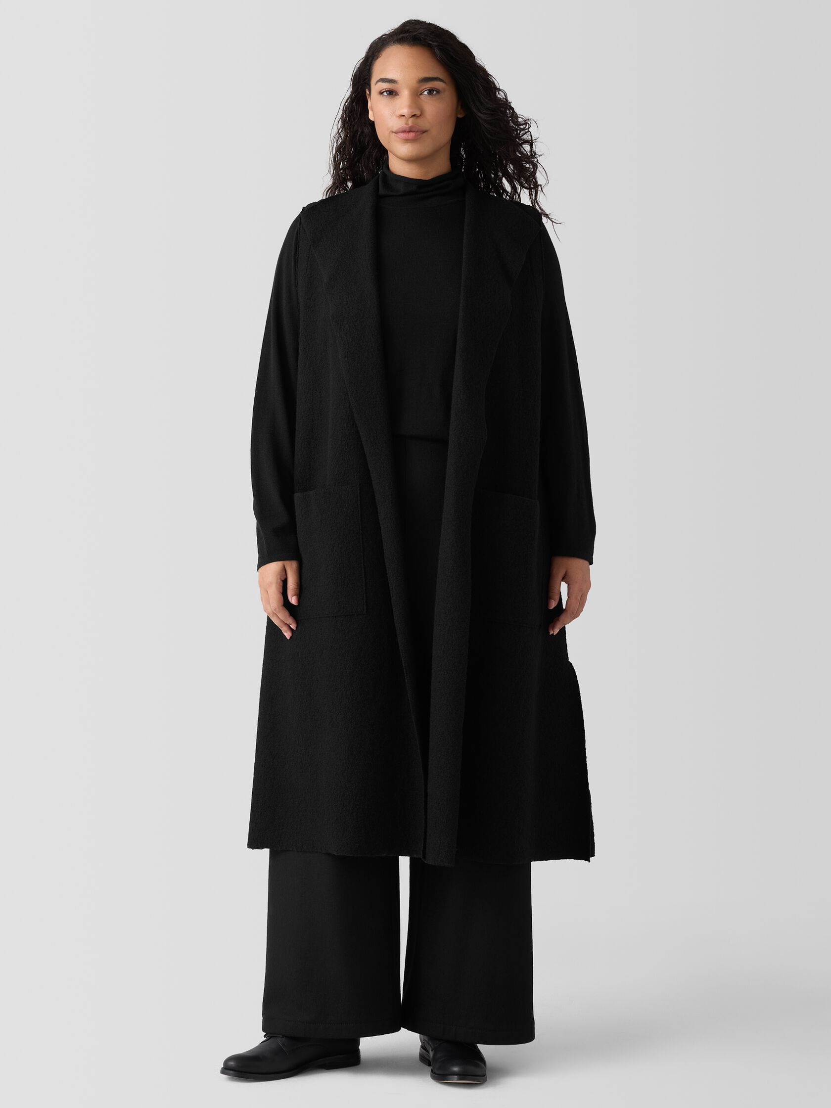 Lightweight Boiled Wool Shawl Collar Vest in Regenerative Wool