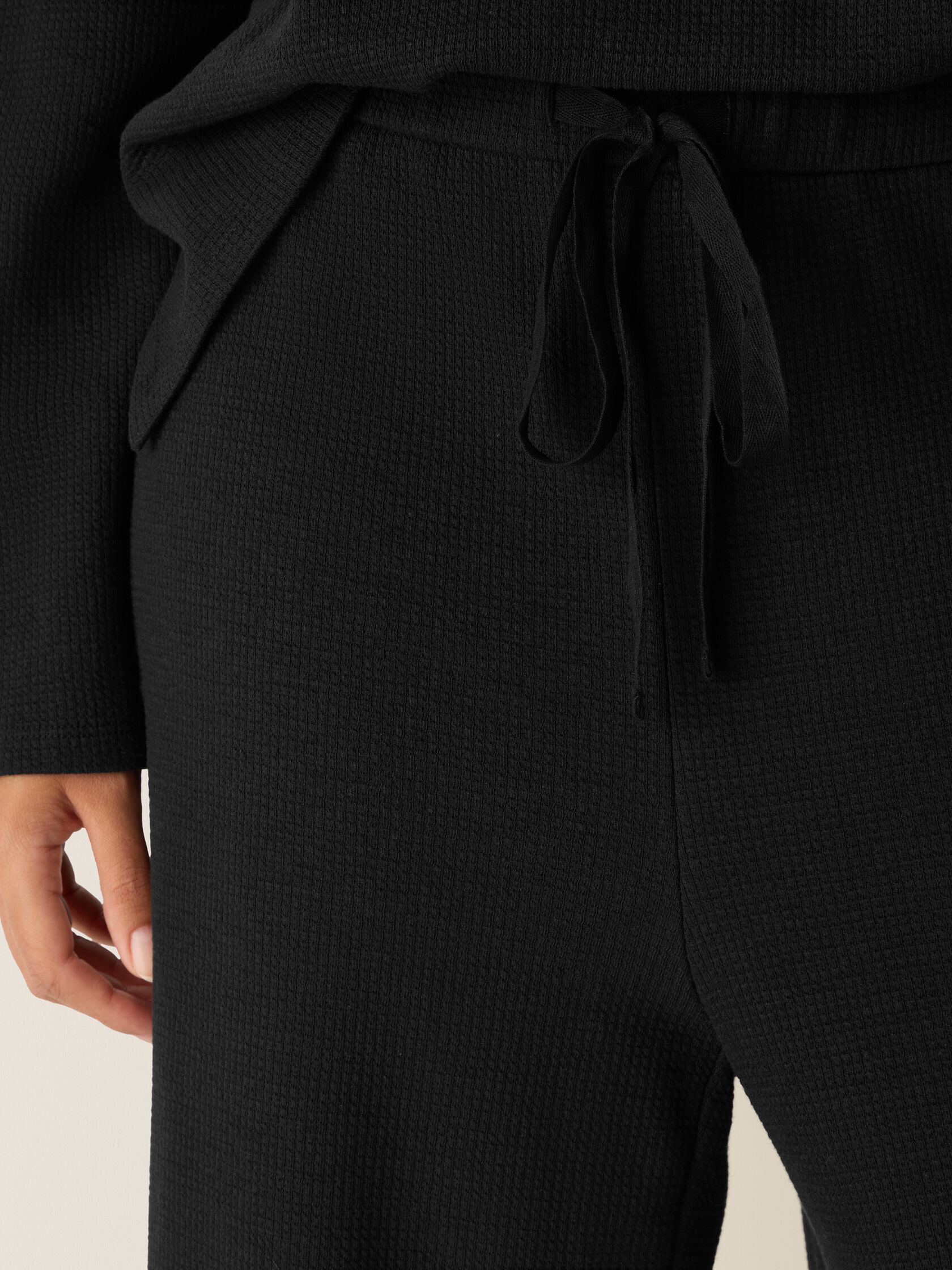 Waffle Cotton Blend Doubleknit Wide-Leg Pant