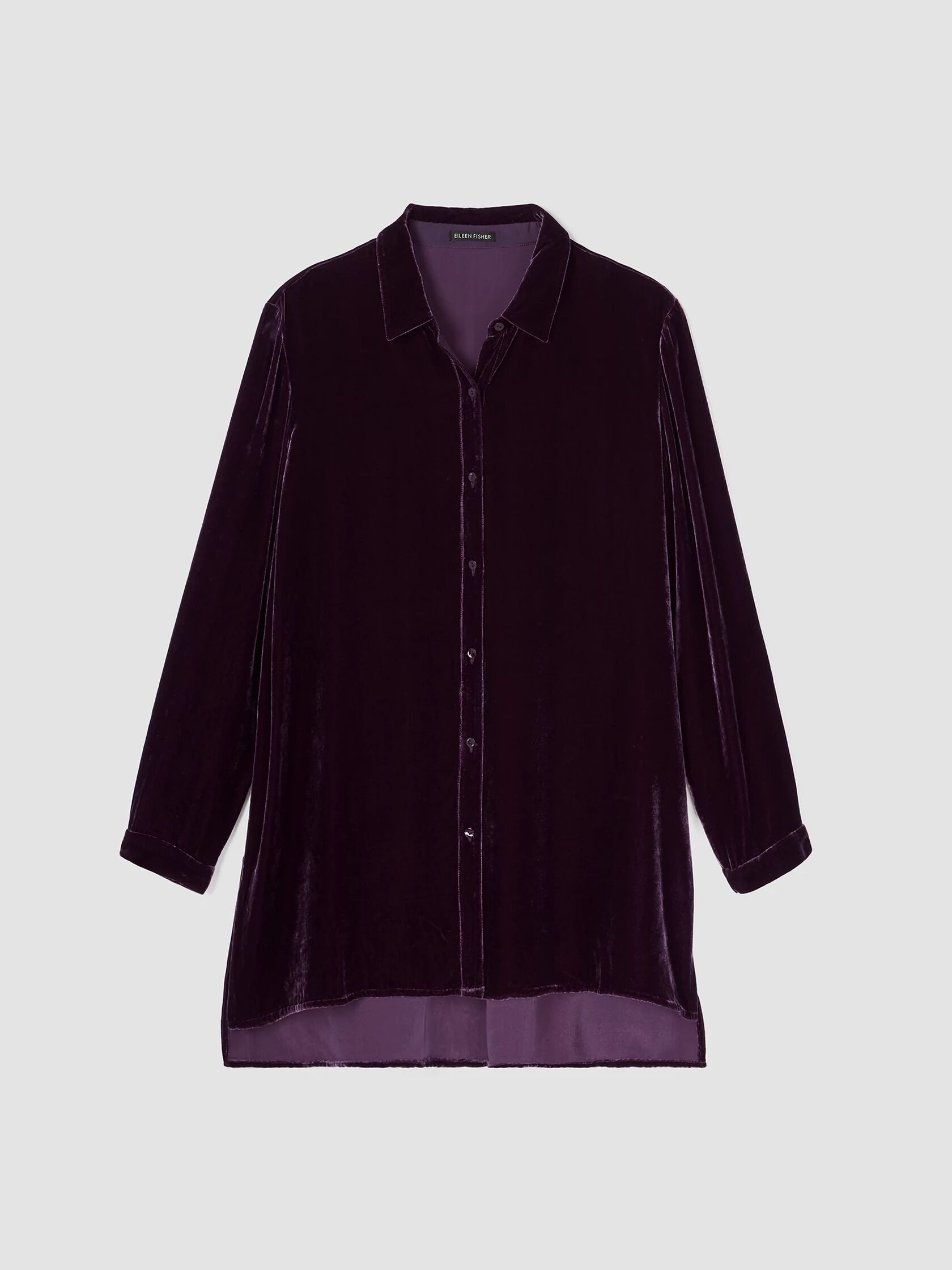 Velvet Classic Collar Long Shirt