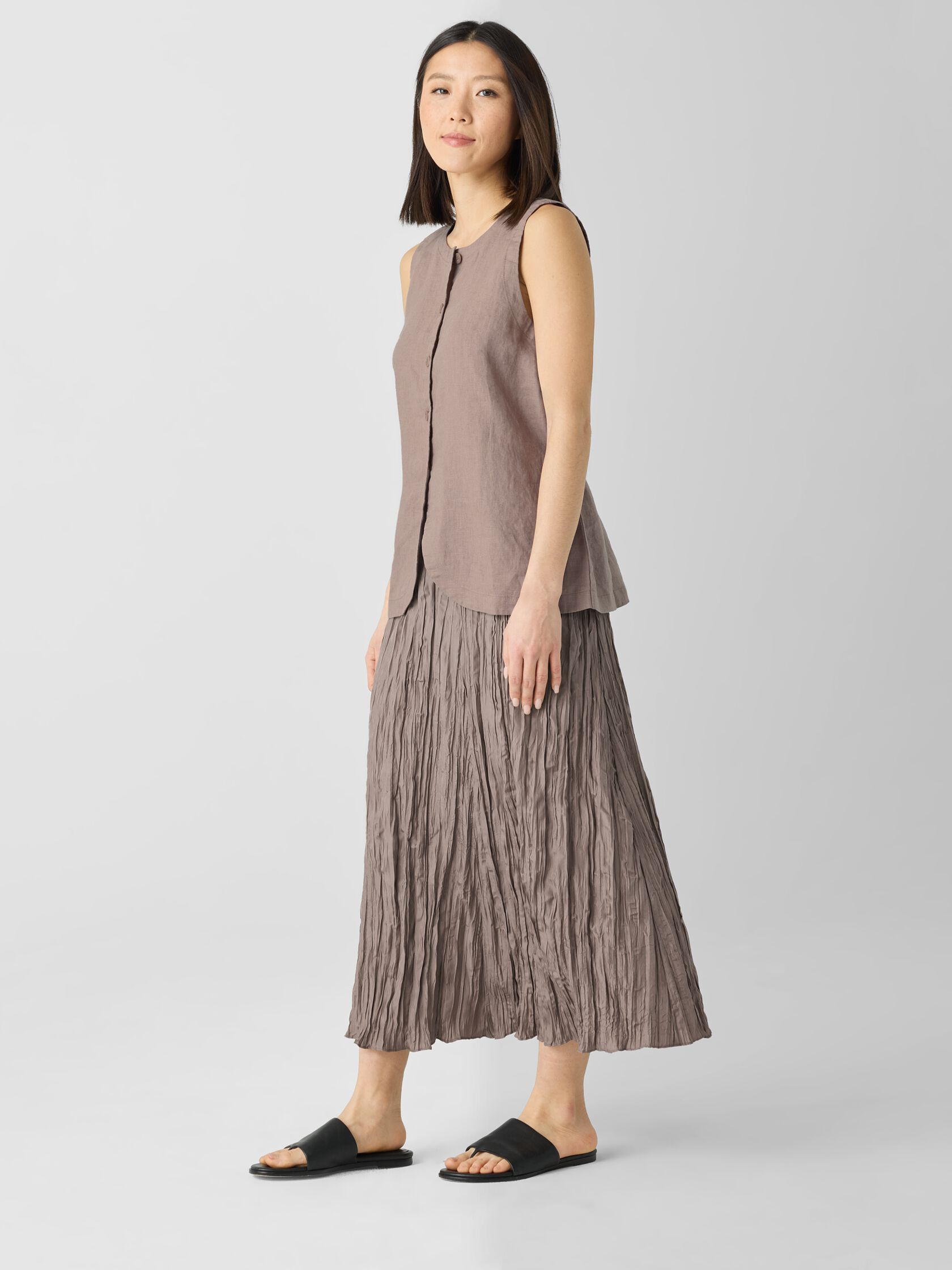 Crushed Silk Flared Skirt