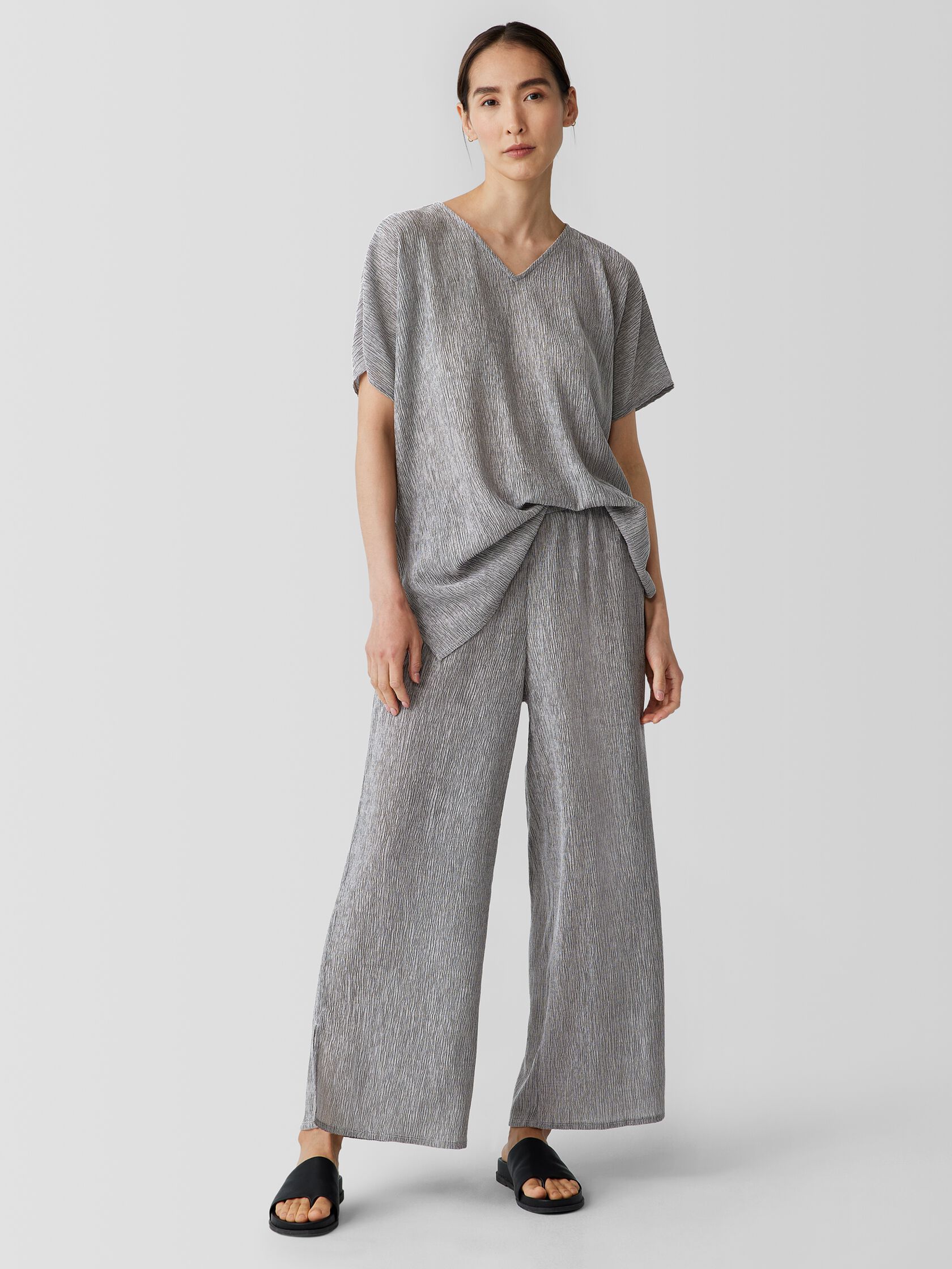 Woven Pliss&eacute; Wide-Leg Pant