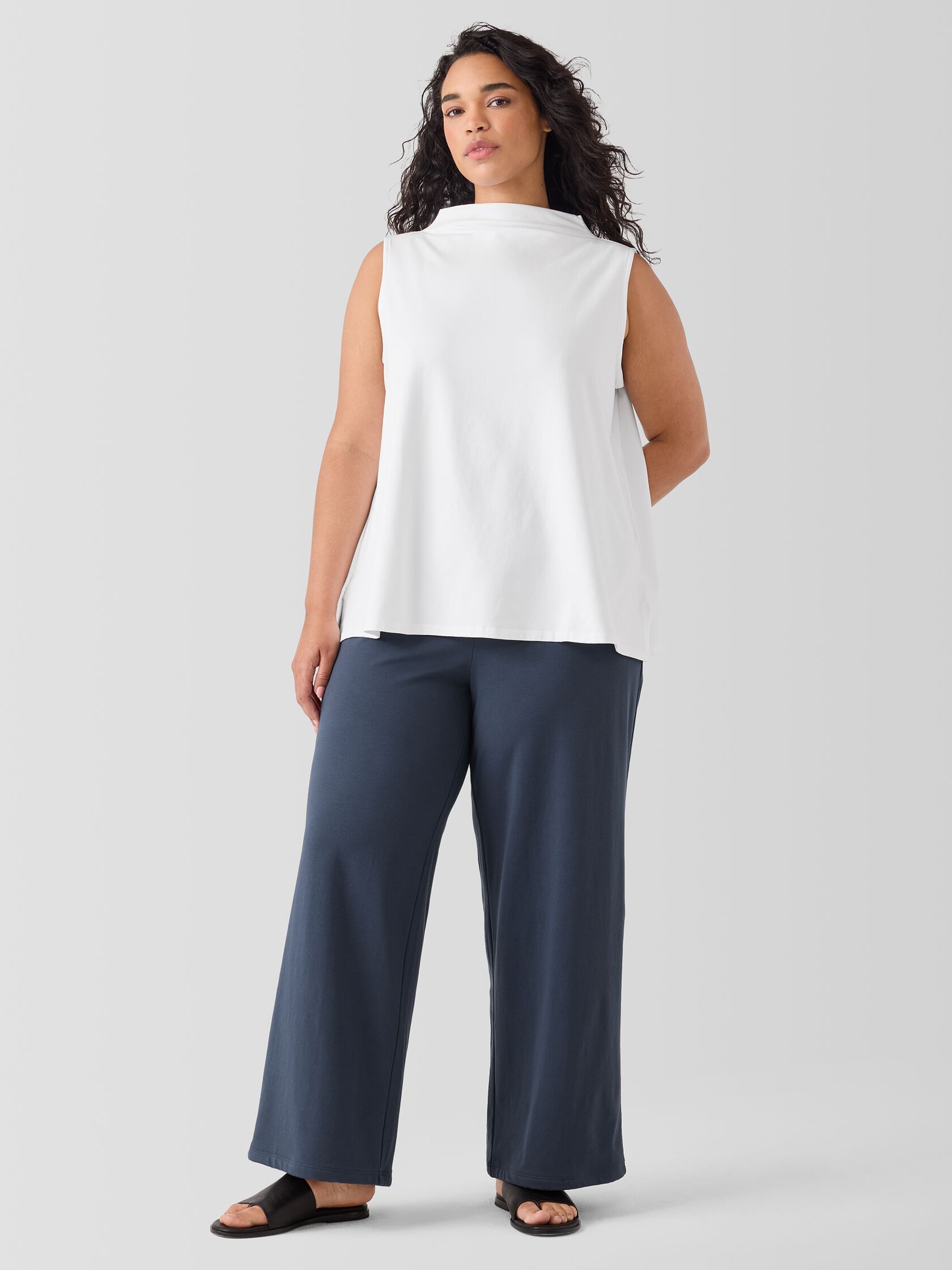 Pima Cotton Stretch Jersey Wide-Leg Pant