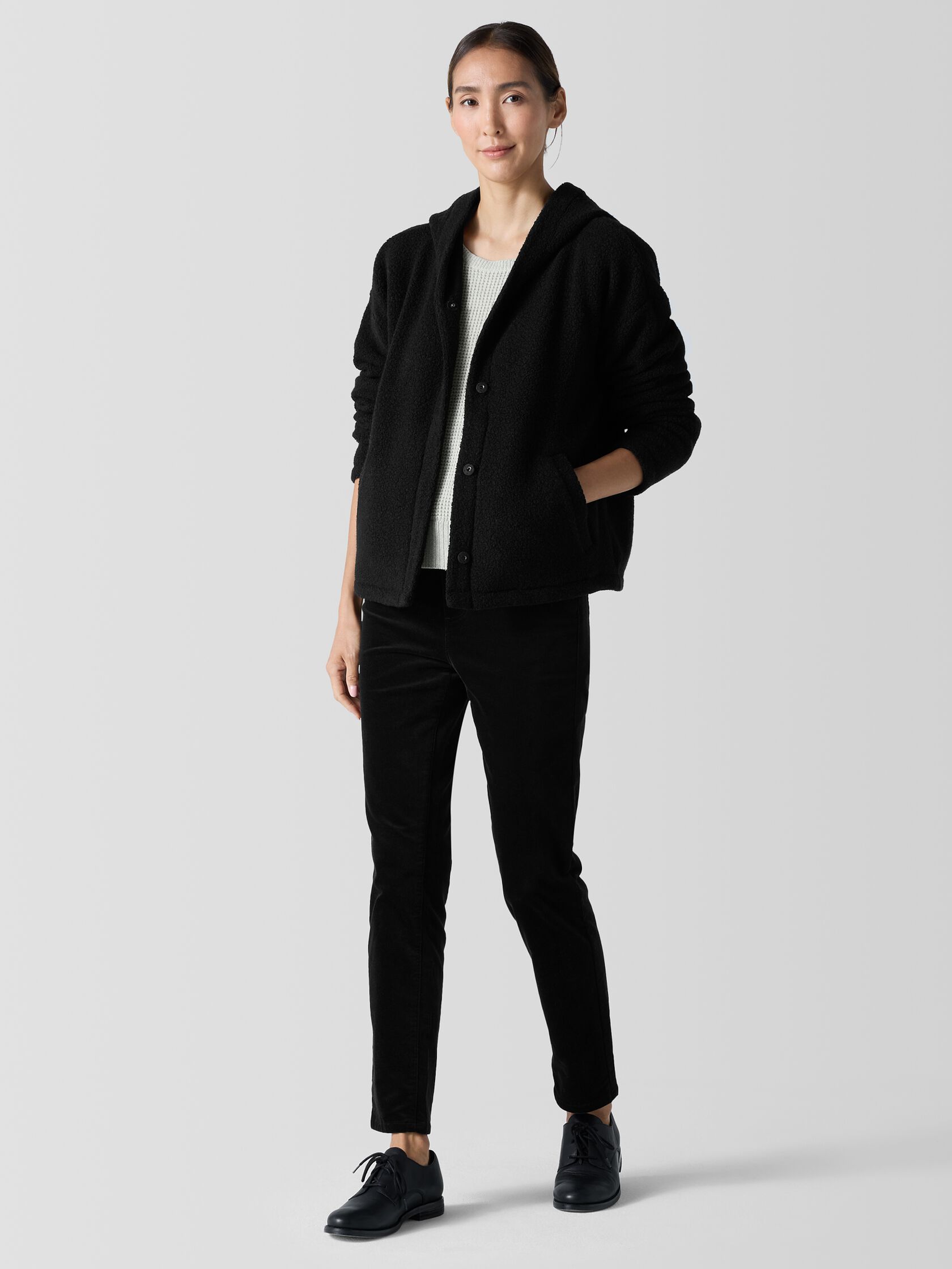 Cozy Recycled Wool Boucle Hooded Jacket