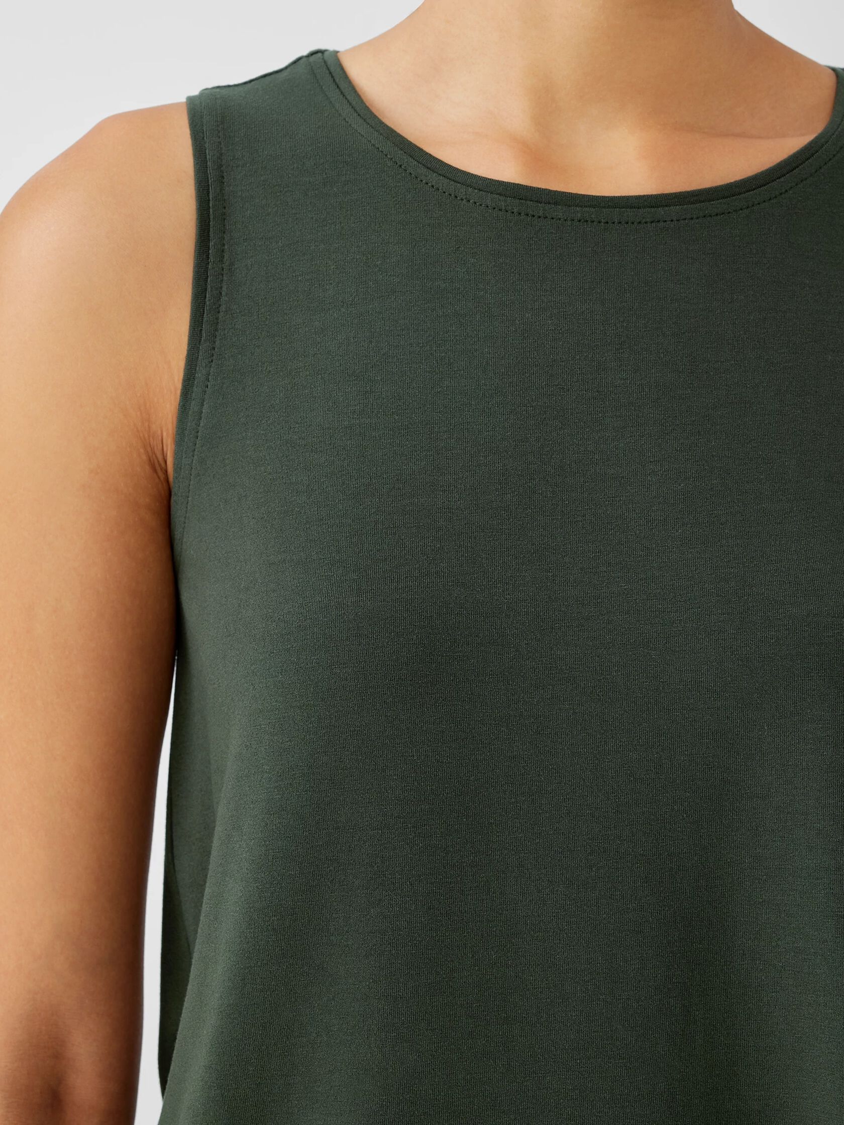 Stretch Jersey Knit Jewel Neck Tank