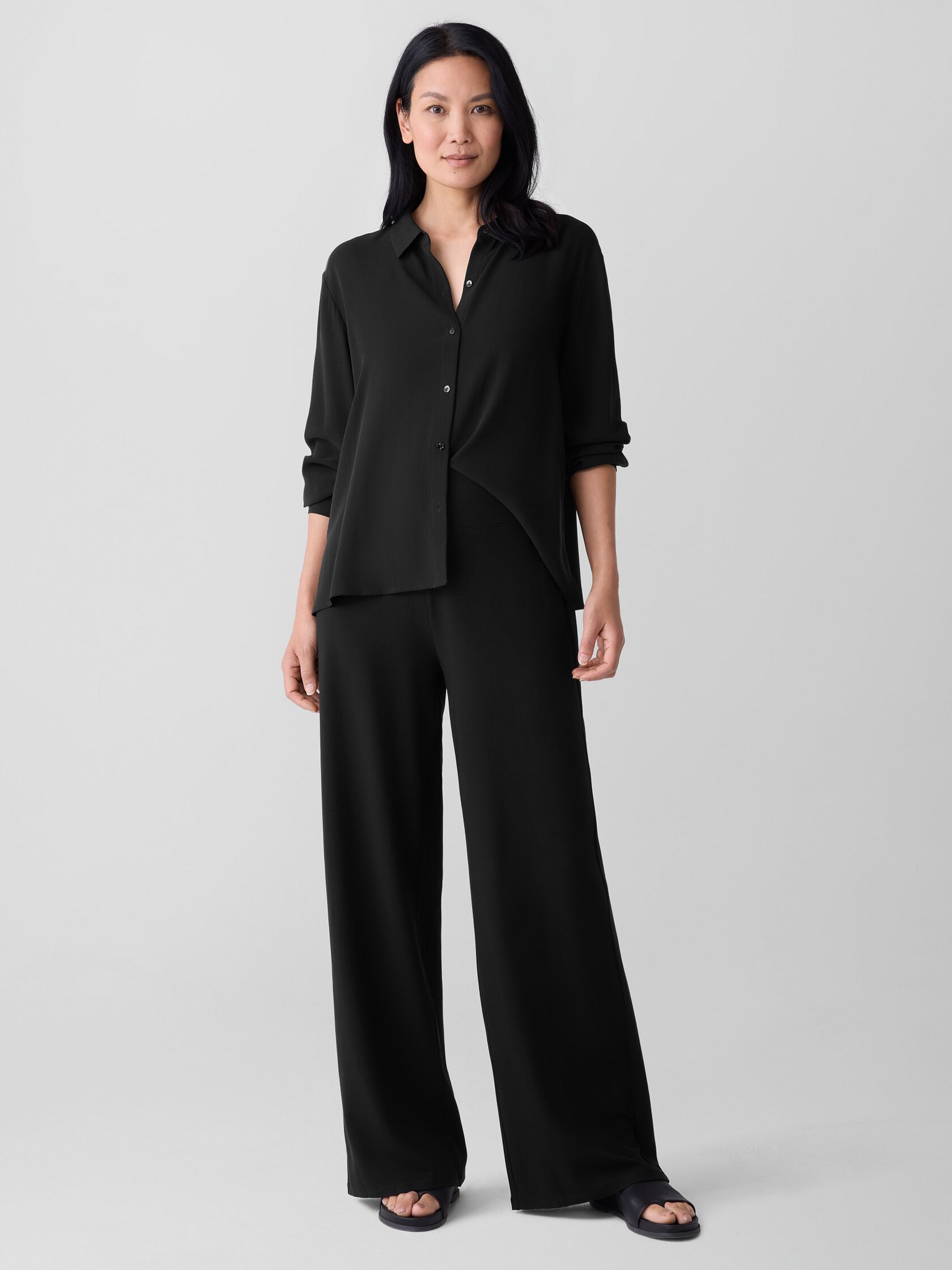 Stretch Jersey Knit Wide-Leg Pant