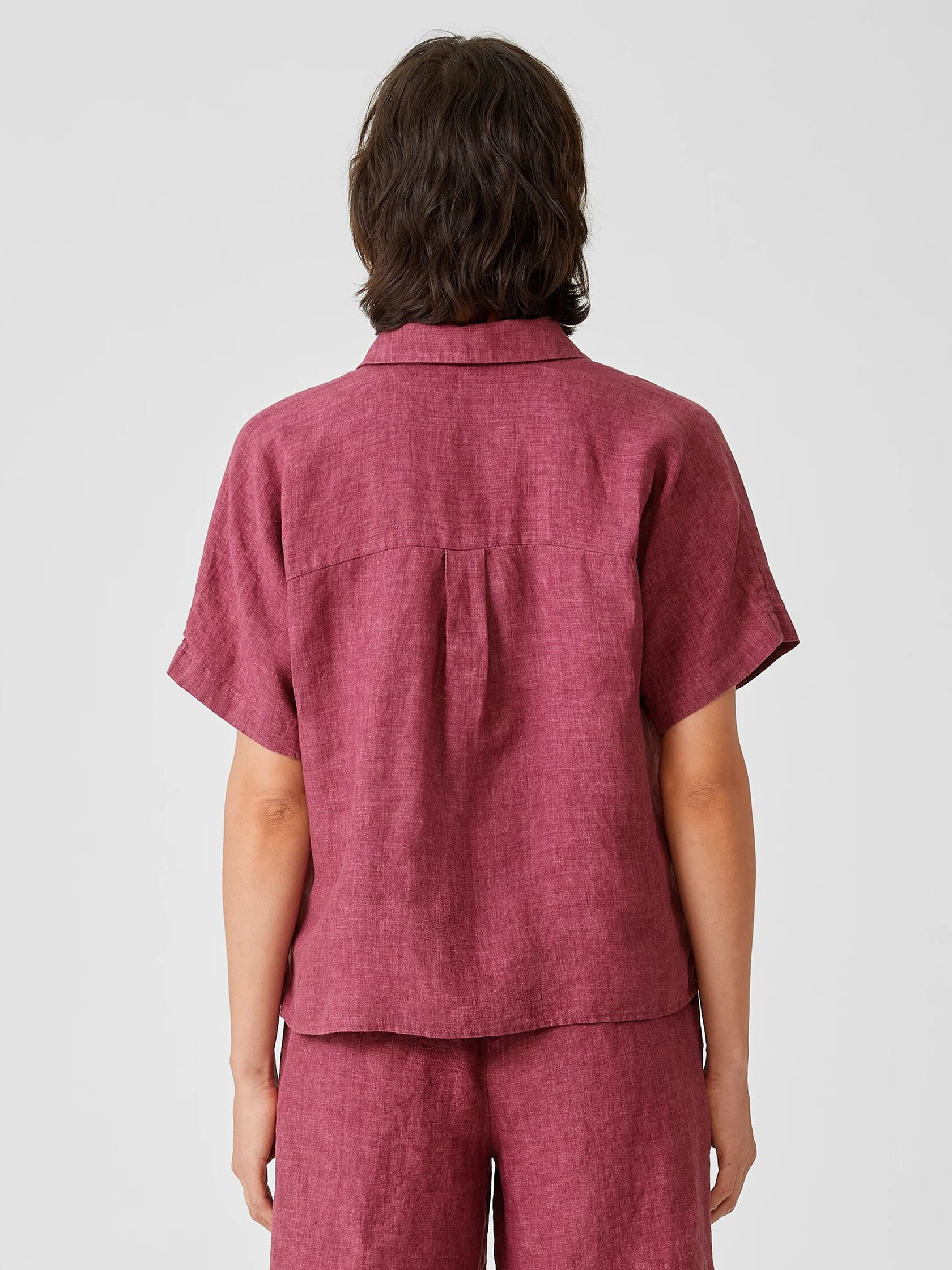 Washed Organic Linen Delave Short-Sleeve Shirt