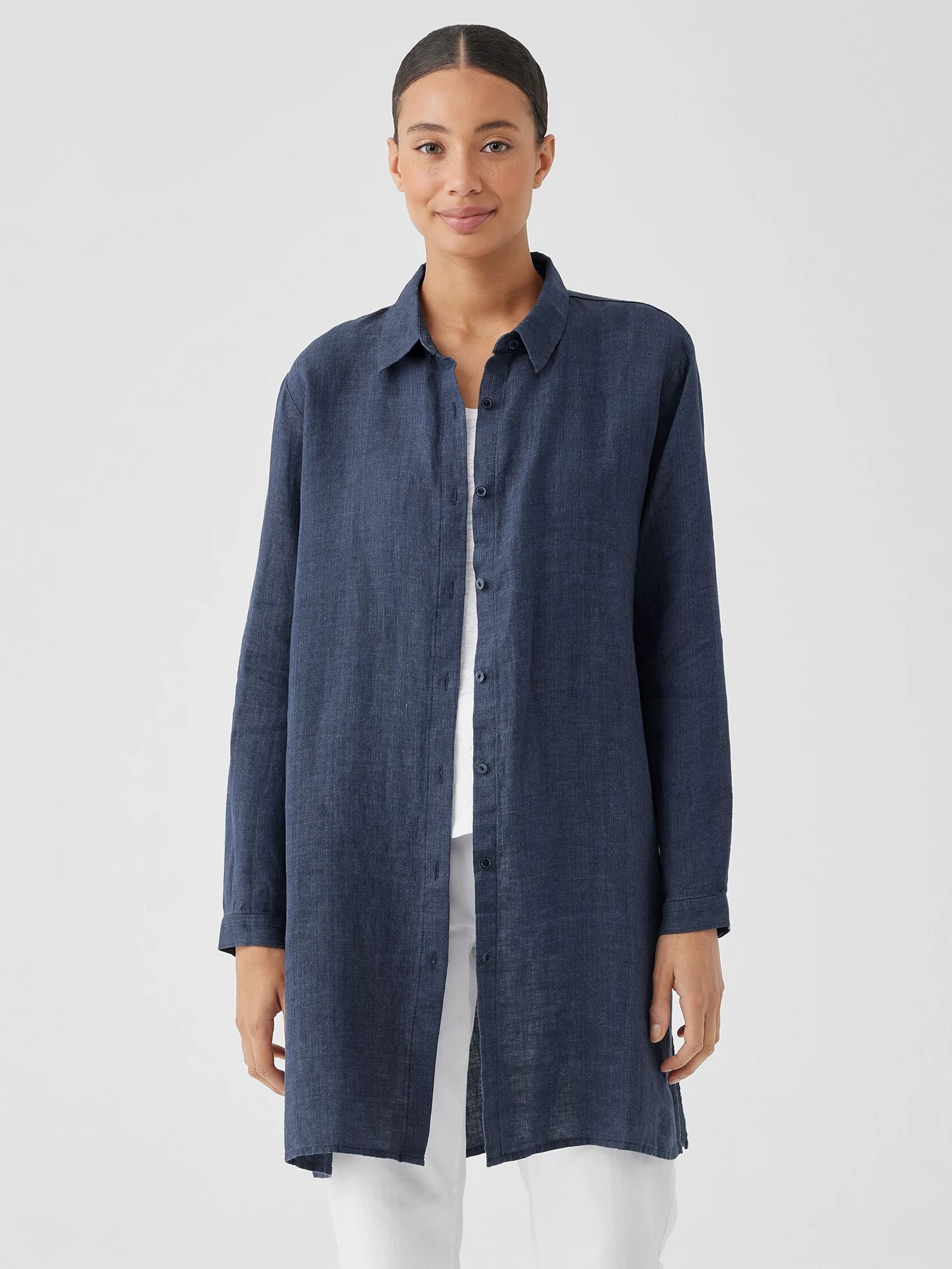 Washed Organic Linen D&eacute;lav&eacute; Long Shirt