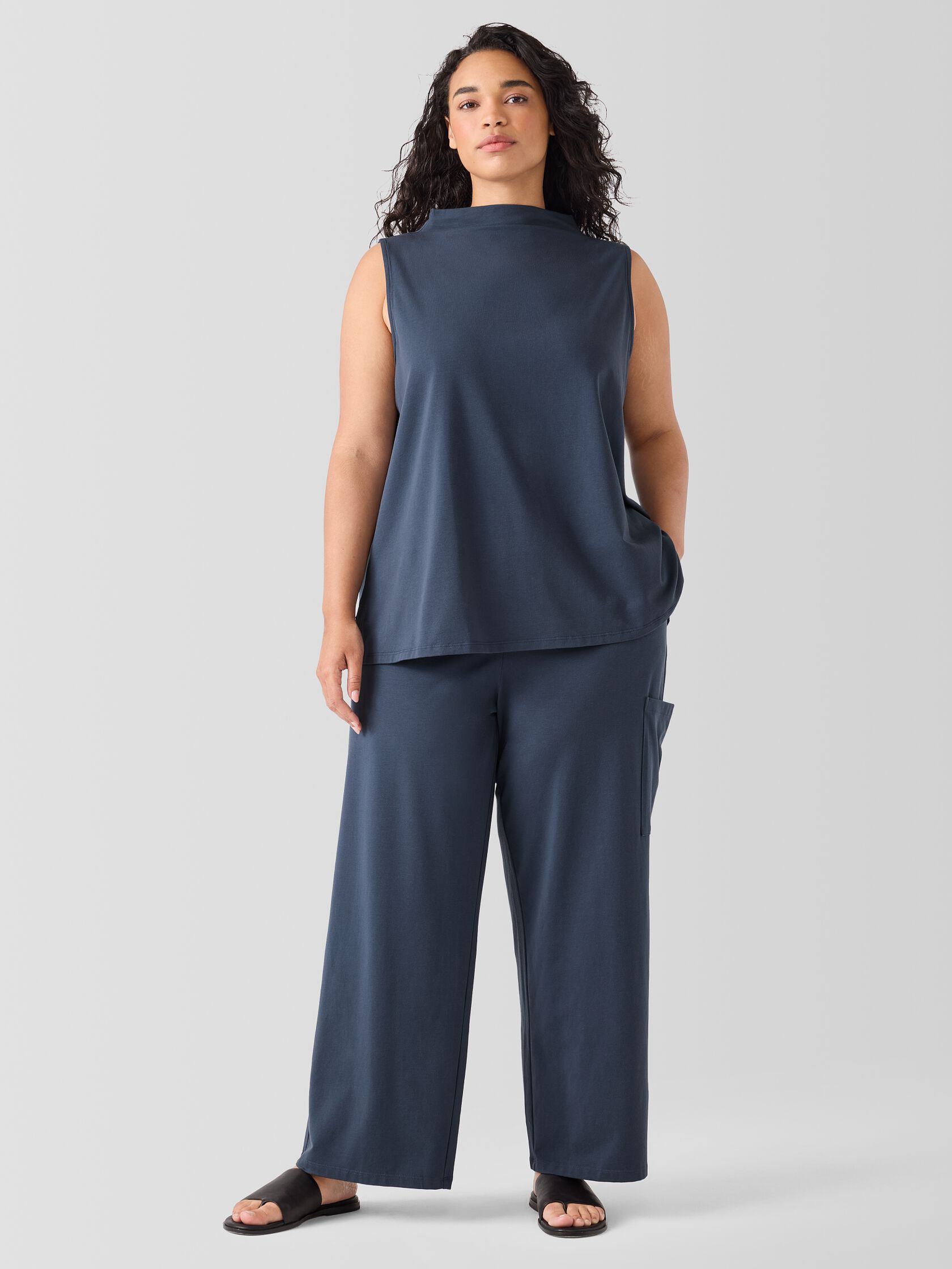 Pima Cotton Stretch Jersey Wide-Leg Pant With Pockets