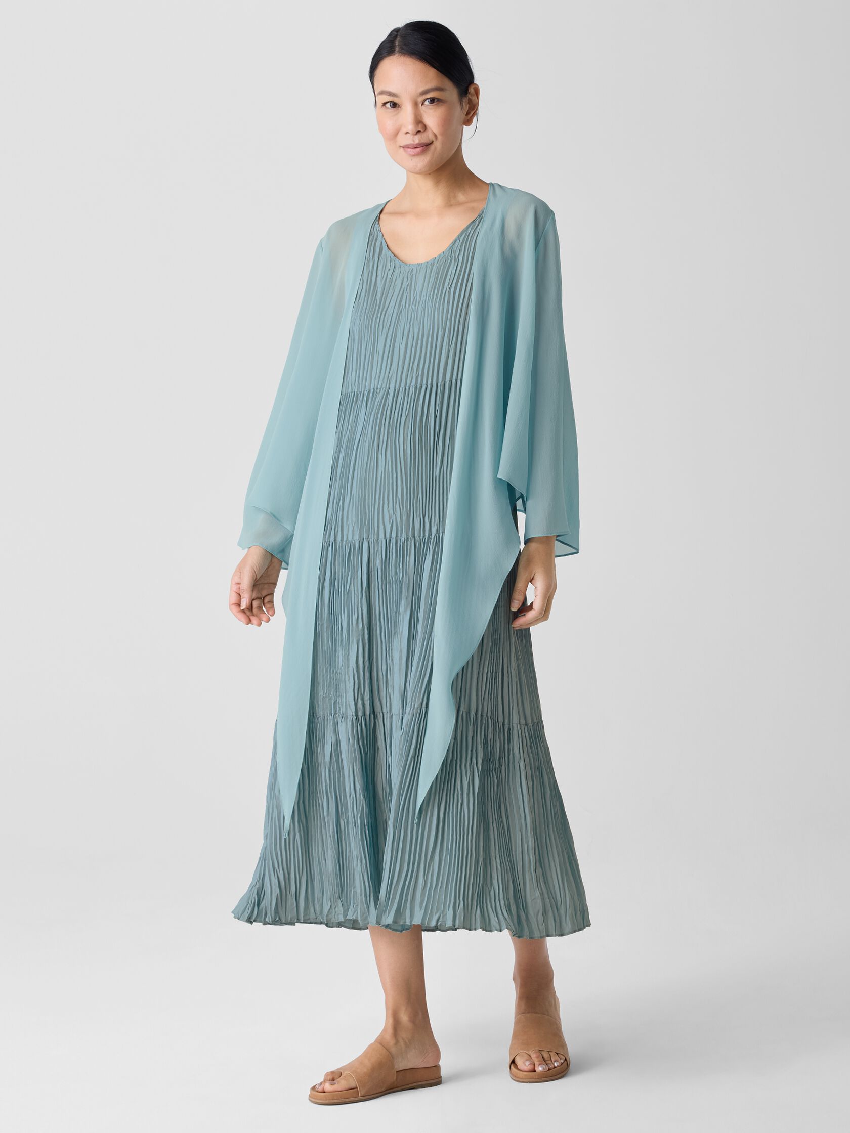 Crushed Silk Tiered Dress