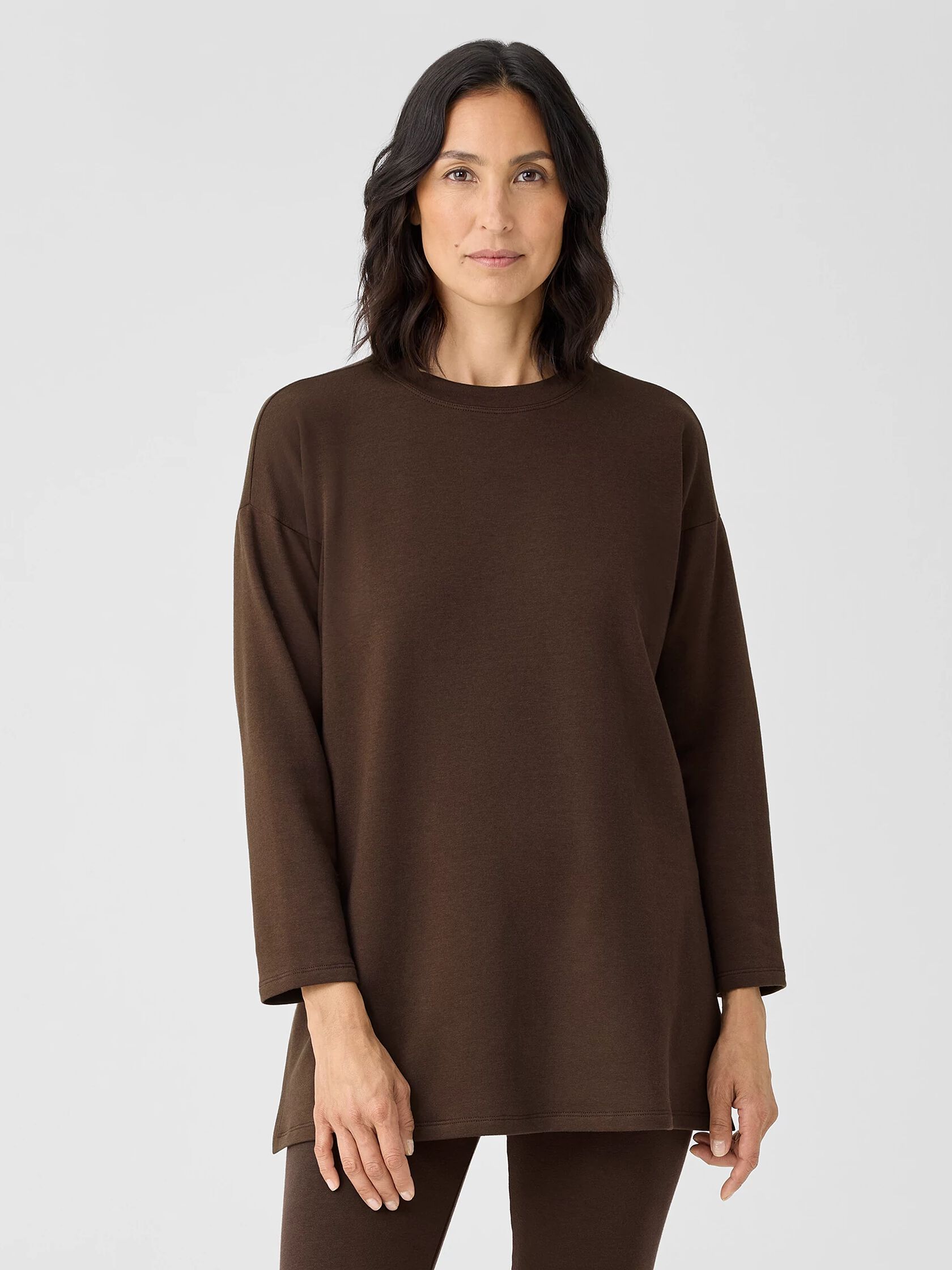 Cozy Brushed Terry Hug Crew Neck Long Top