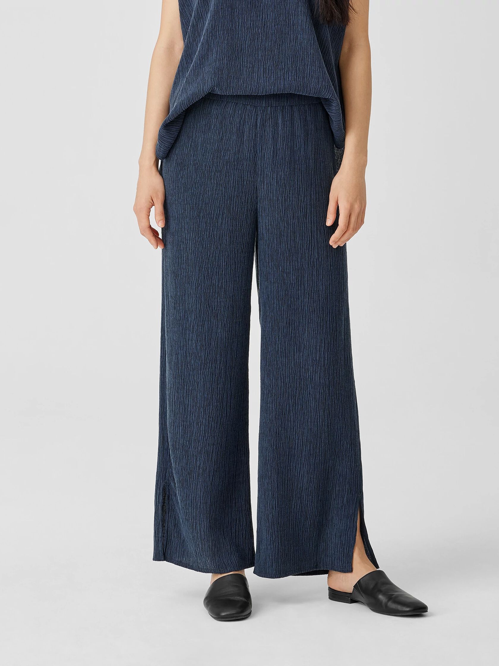 Woven Pliss&eacute; Wide-Leg Pant