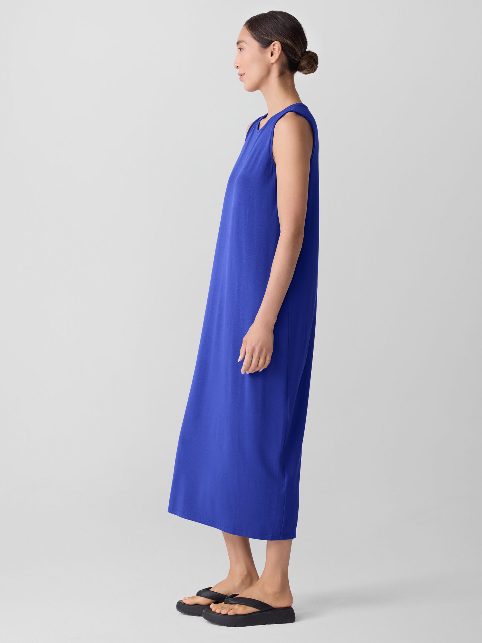 Stretch Jersey Knit Round Neck Dress