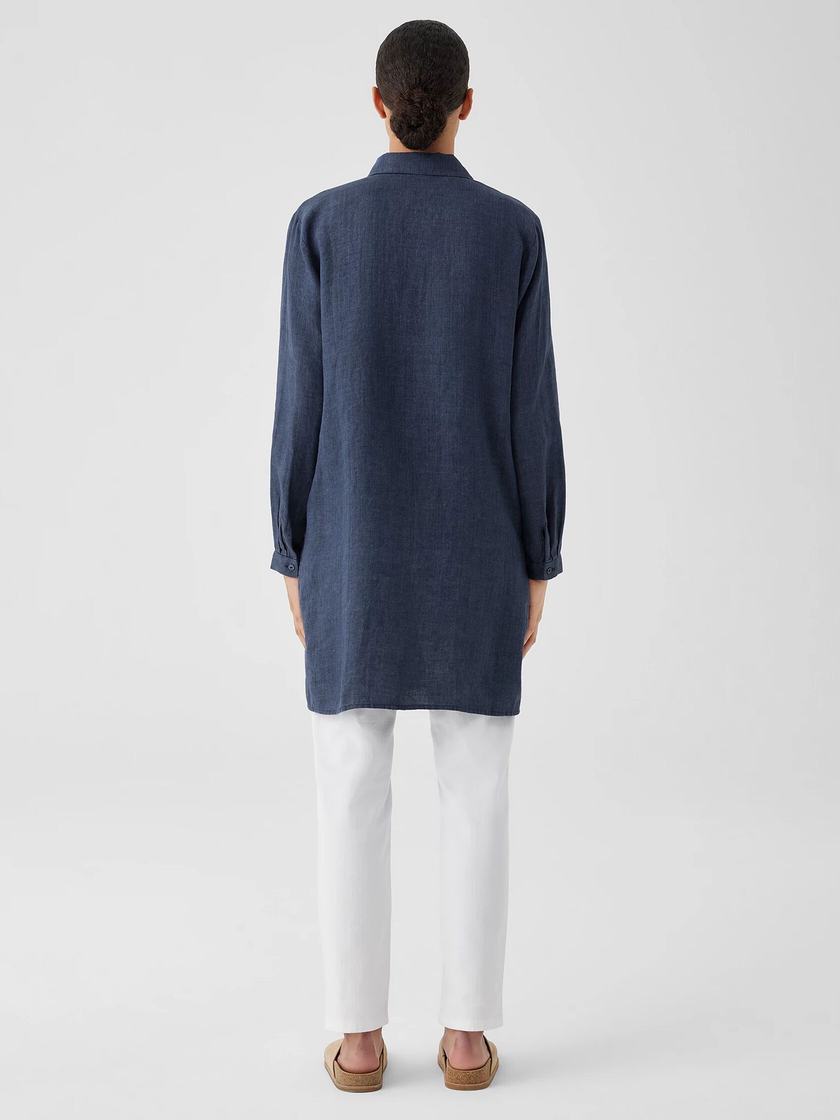 Washed Organic Linen D&eacute;lav&eacute; Long Shirt