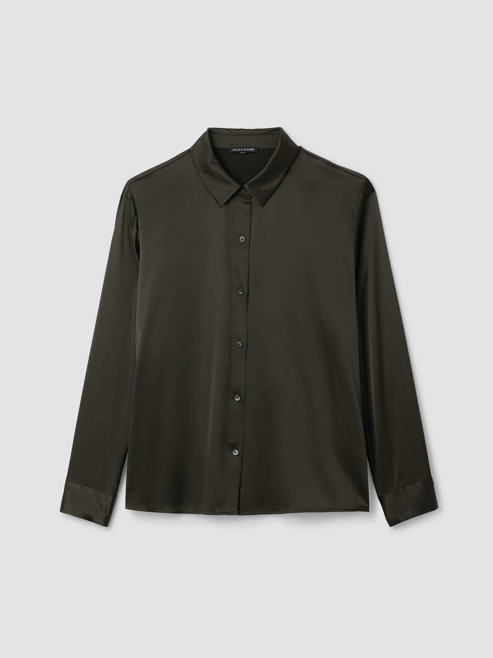 Stretch Silk Charmeuse Classic Collar Shirt