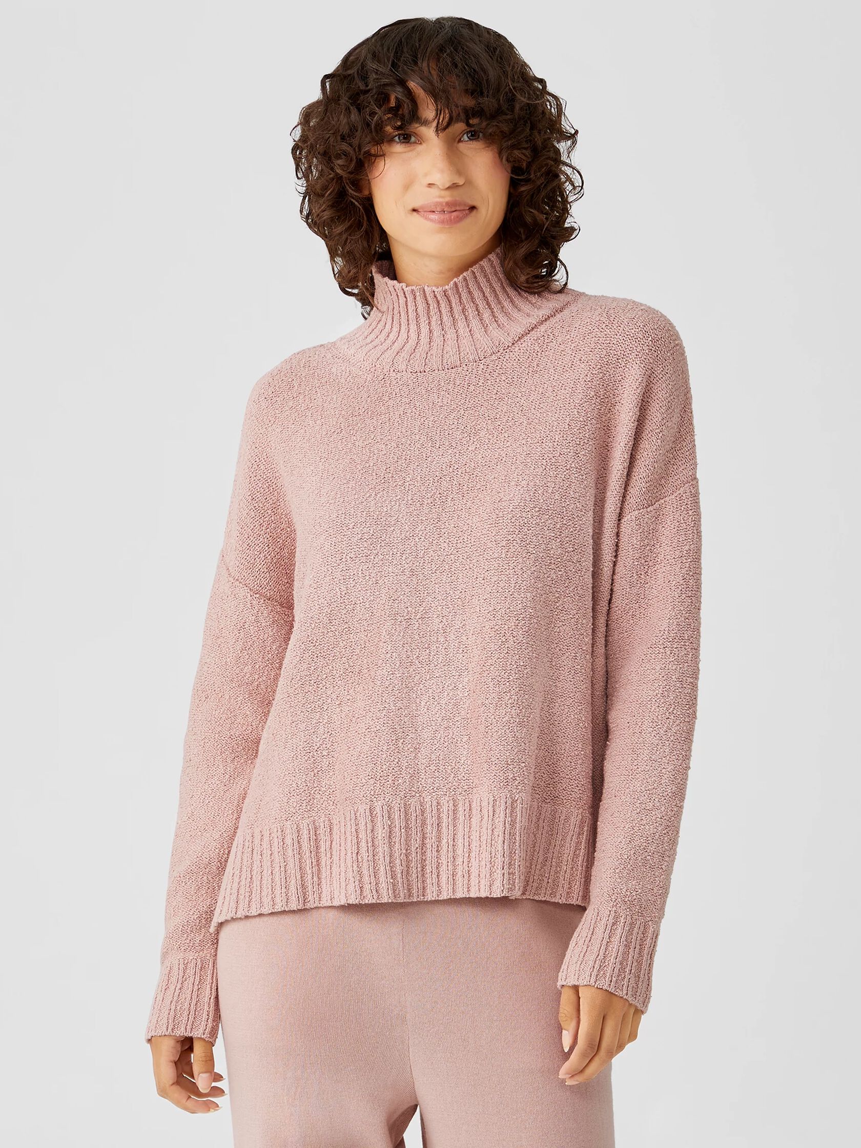 Peruvian Organic Cotton Boucle Turtleneck Box-Top