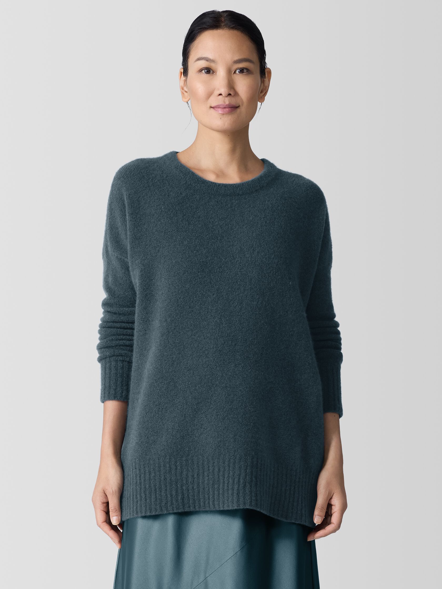 Cashmere Silk Bliss Crew Neck Long Top