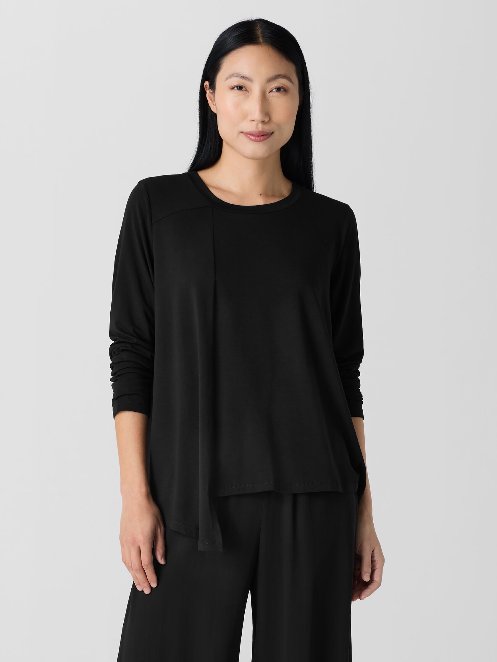 Fine Stretch Jersey Knit Asymmetrical Top