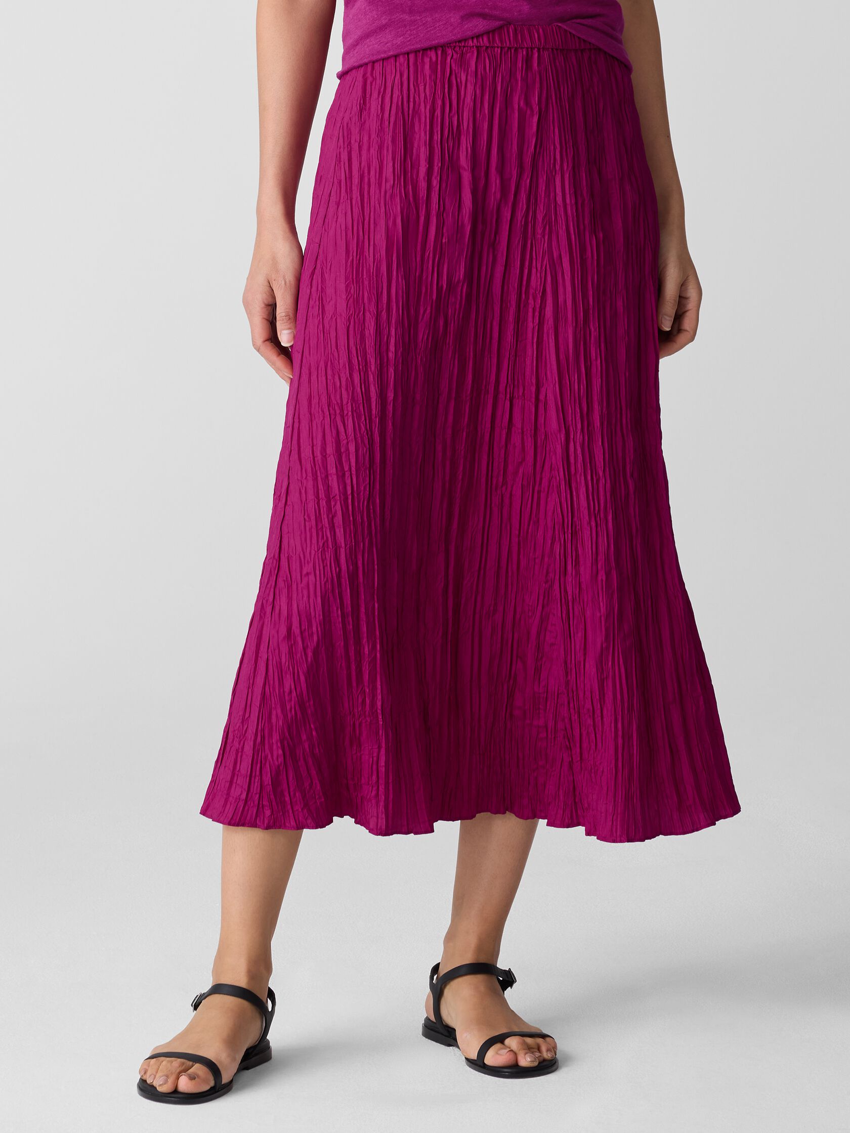 Crushed Silk Flared Skirt