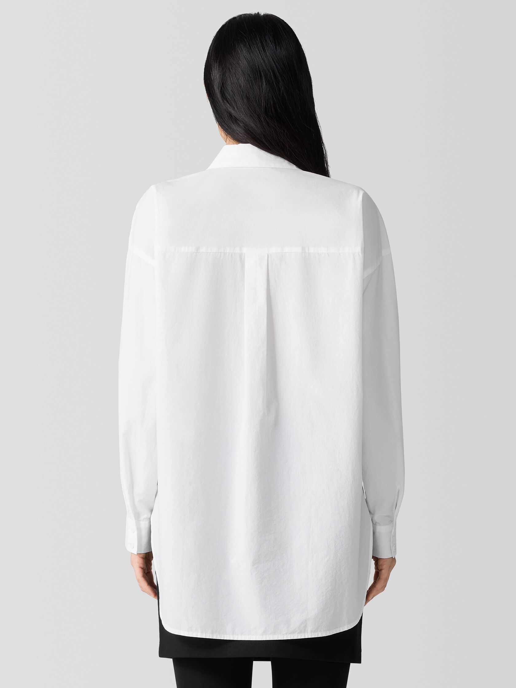 Washed Organic Cotton Poplin Classic Collar Long Shirt