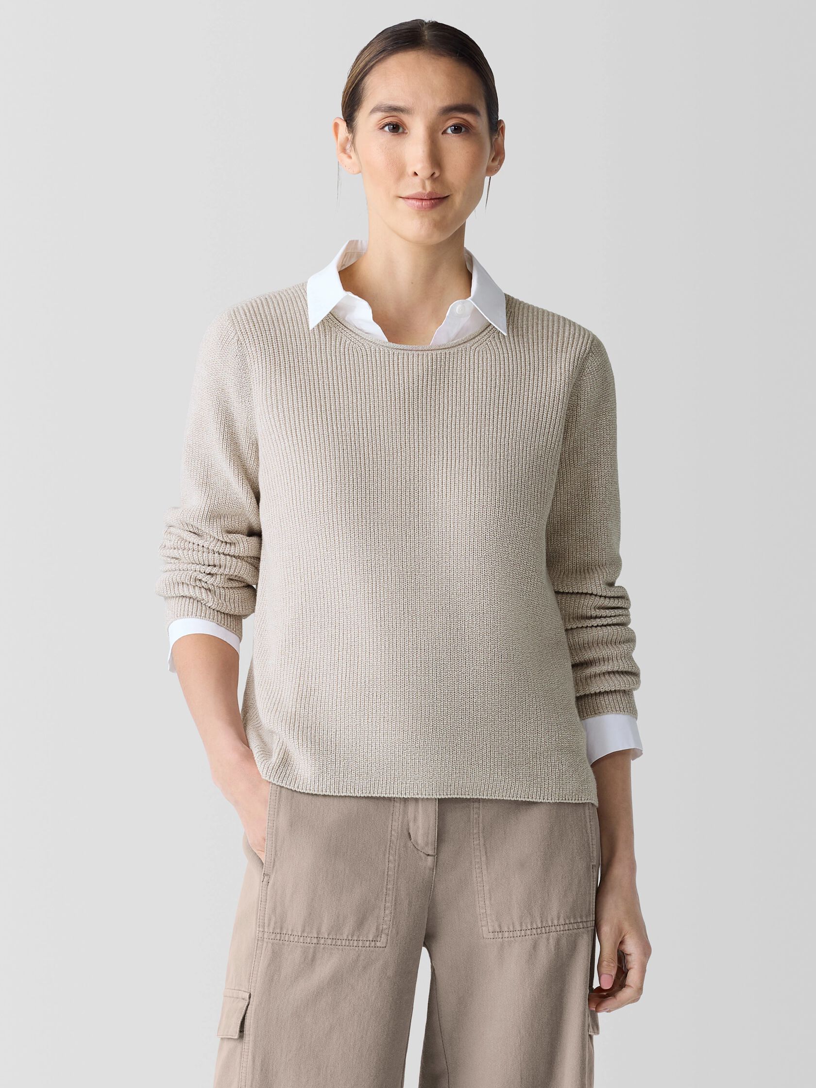 Peruvian Organic Cotton Crepe Crew Neck Top