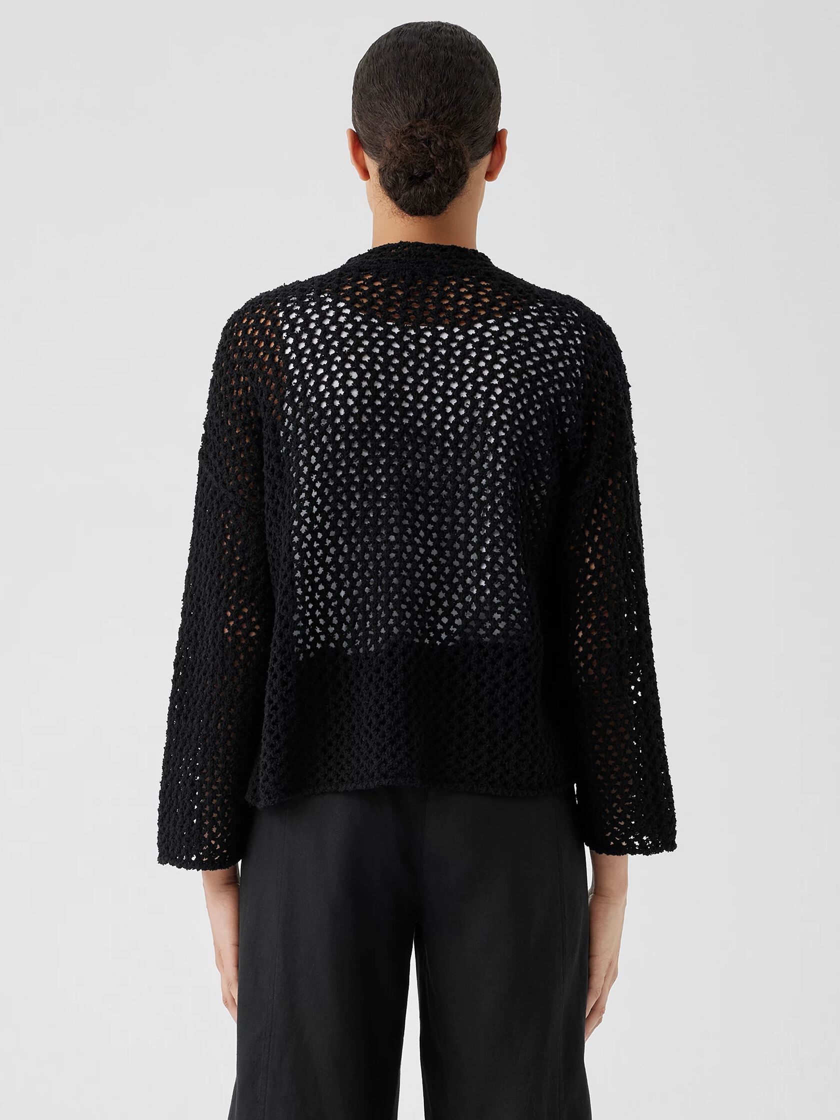 Peruvian Organic Cotton Boucle&nbsp;High Collar Cardigan