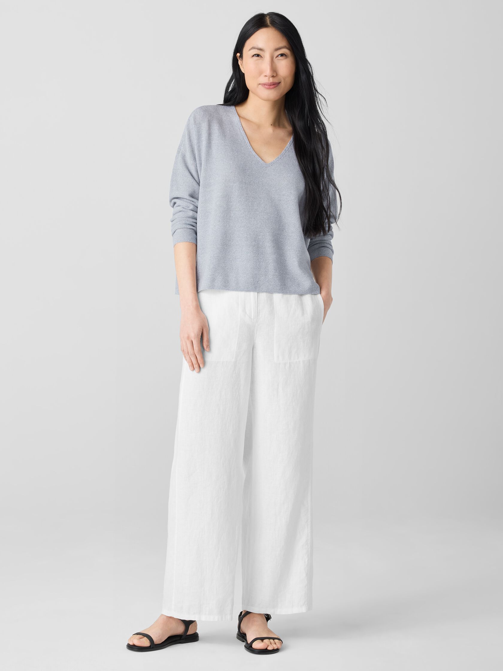 Organic Linen Cotton V-Neck Top