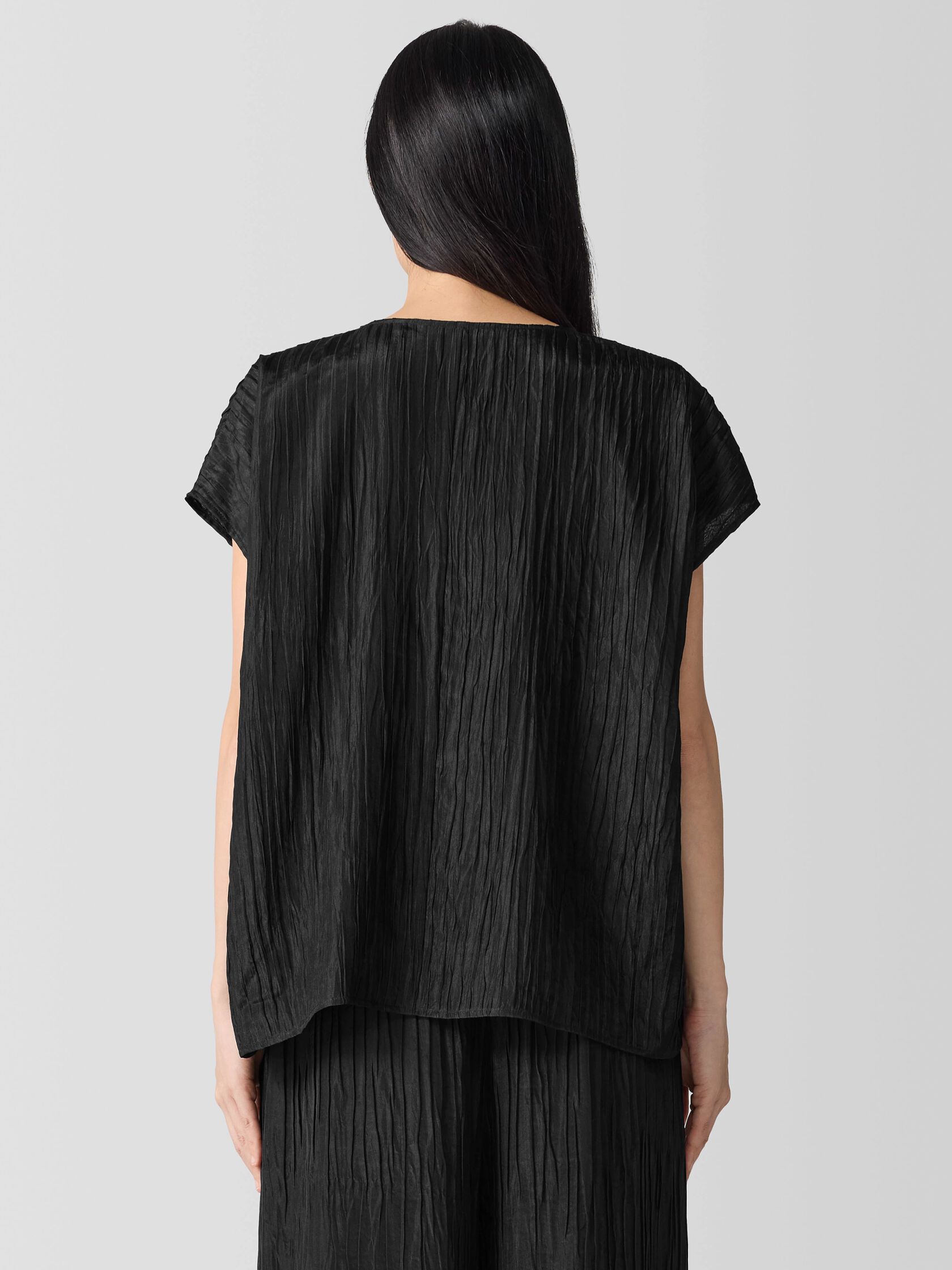 Textured Silk Jacquard V-Neck&nbsp;Top